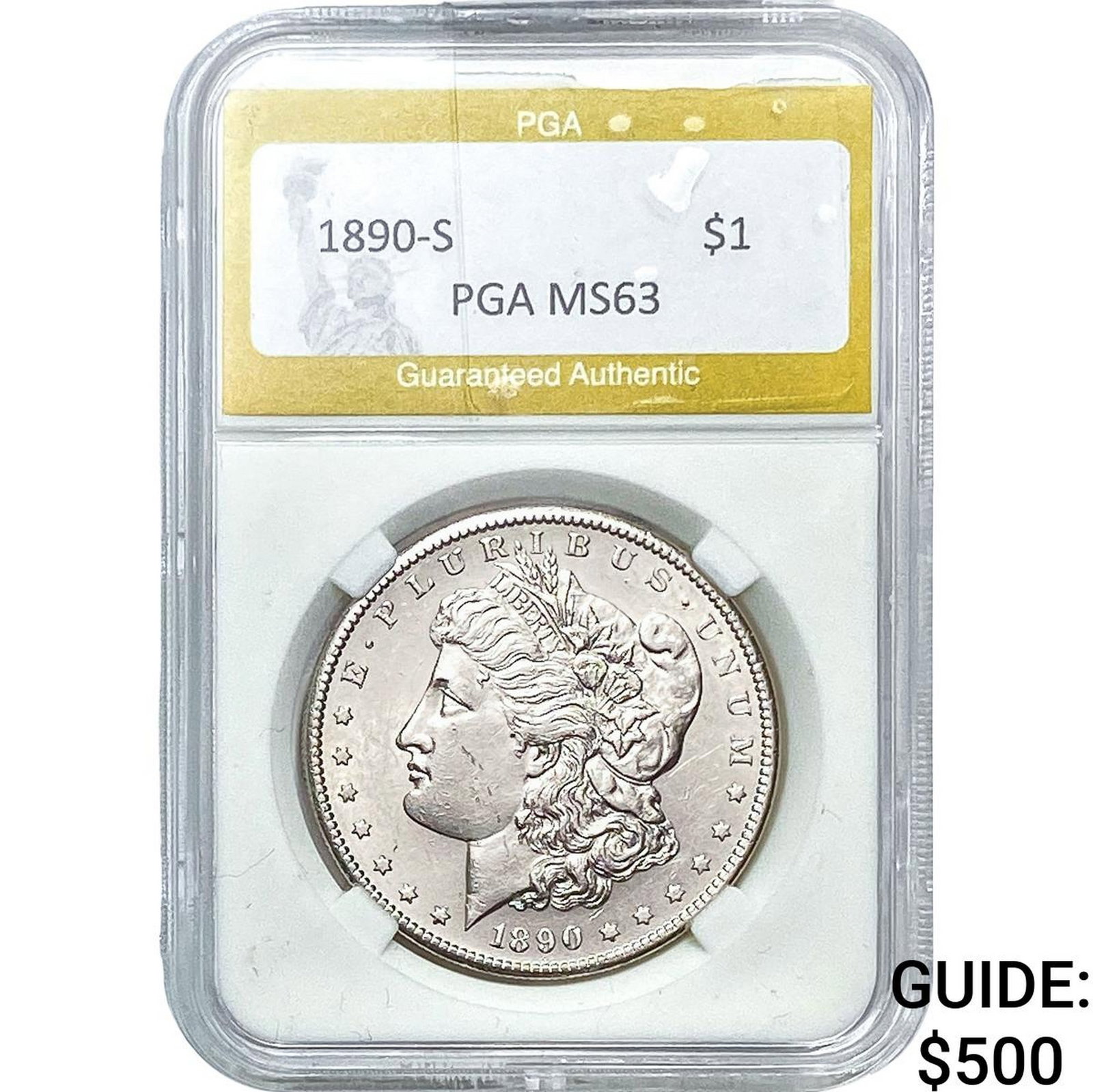 1890-S Morgan Silver Dollar PGA MS63: 1890-S Morgan Silver Dollar PGA MS63