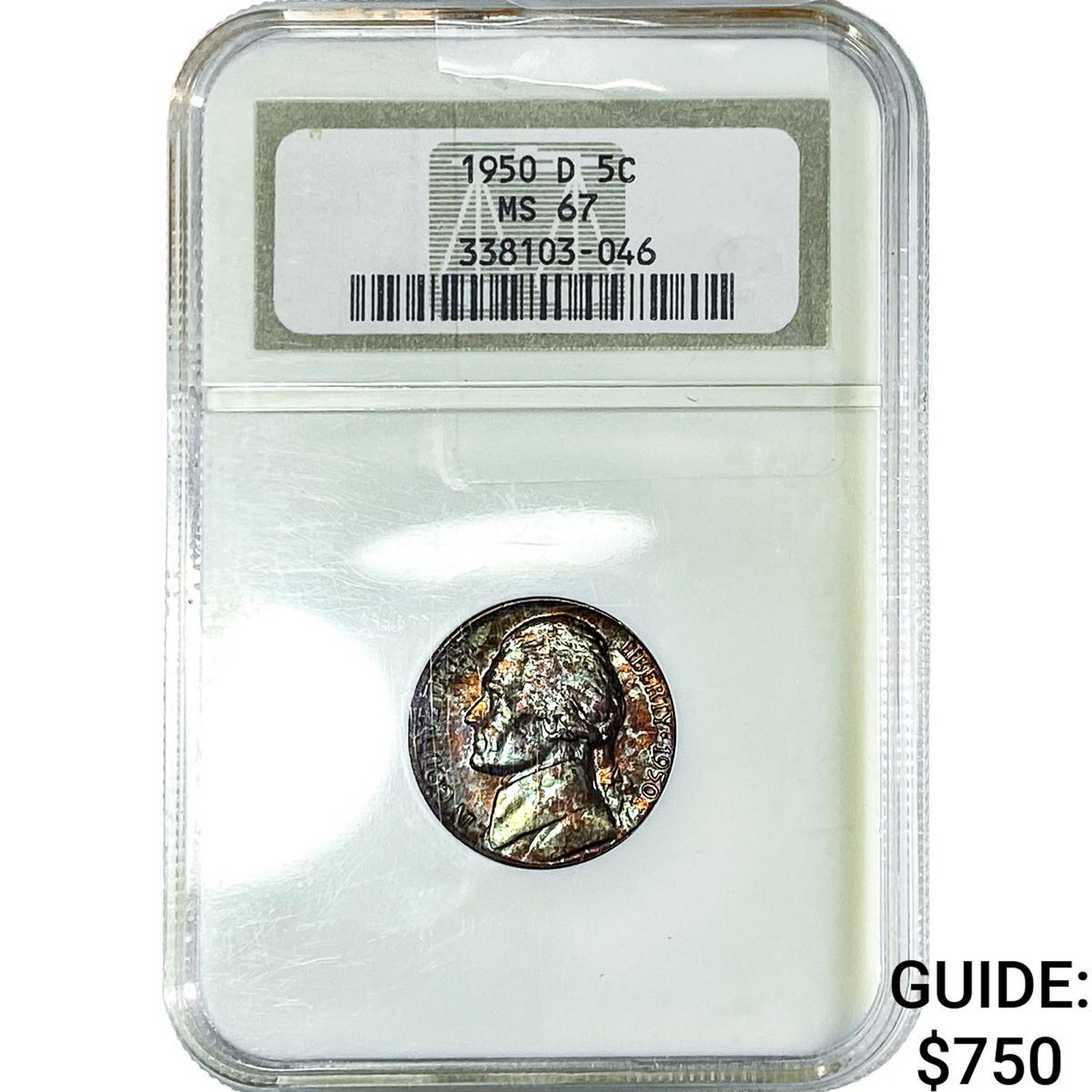1950-D Jefferson Nickel NGC MS67: 1950-D Jefferson Nickel NGC MS67