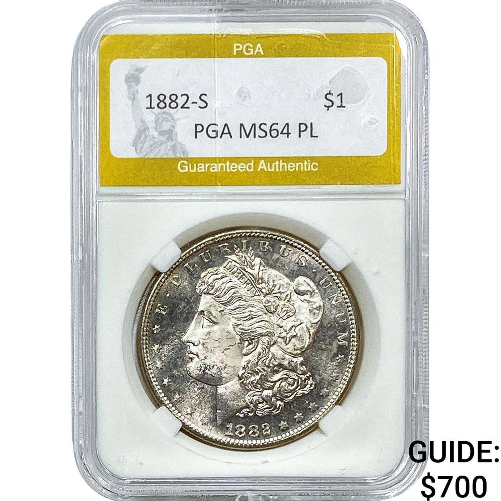 1882-S Morgan Silver Dollar PGA MS64PL: 1882-S Morgan Silver Dollar PGA MS64PL