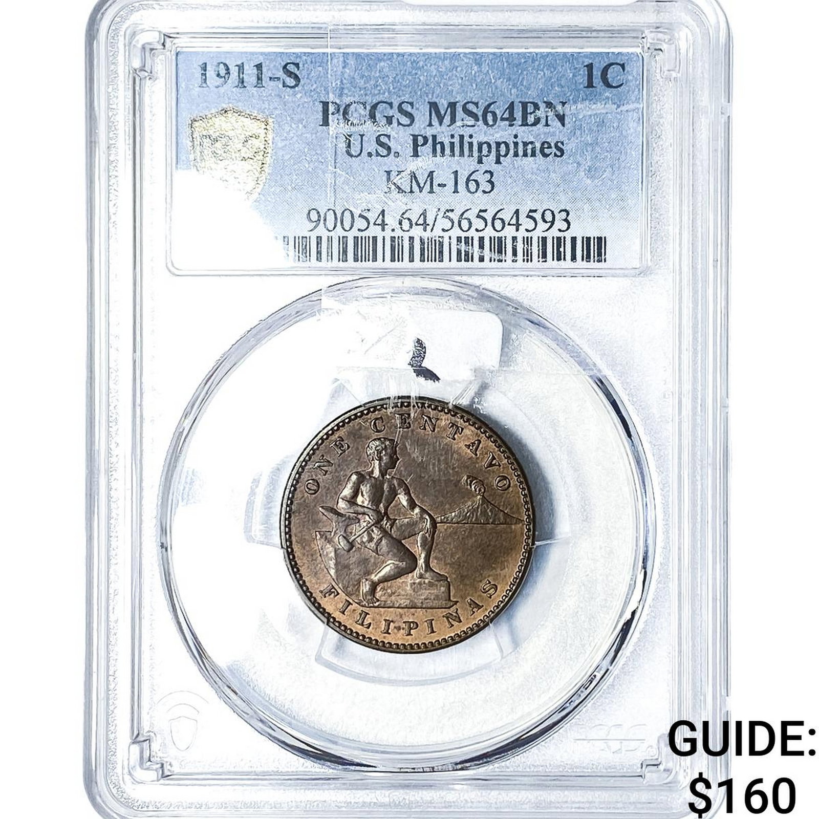1911-S U.S. Philippines 1 Copper Centavos PCGS MS64 BN (1 of 2)