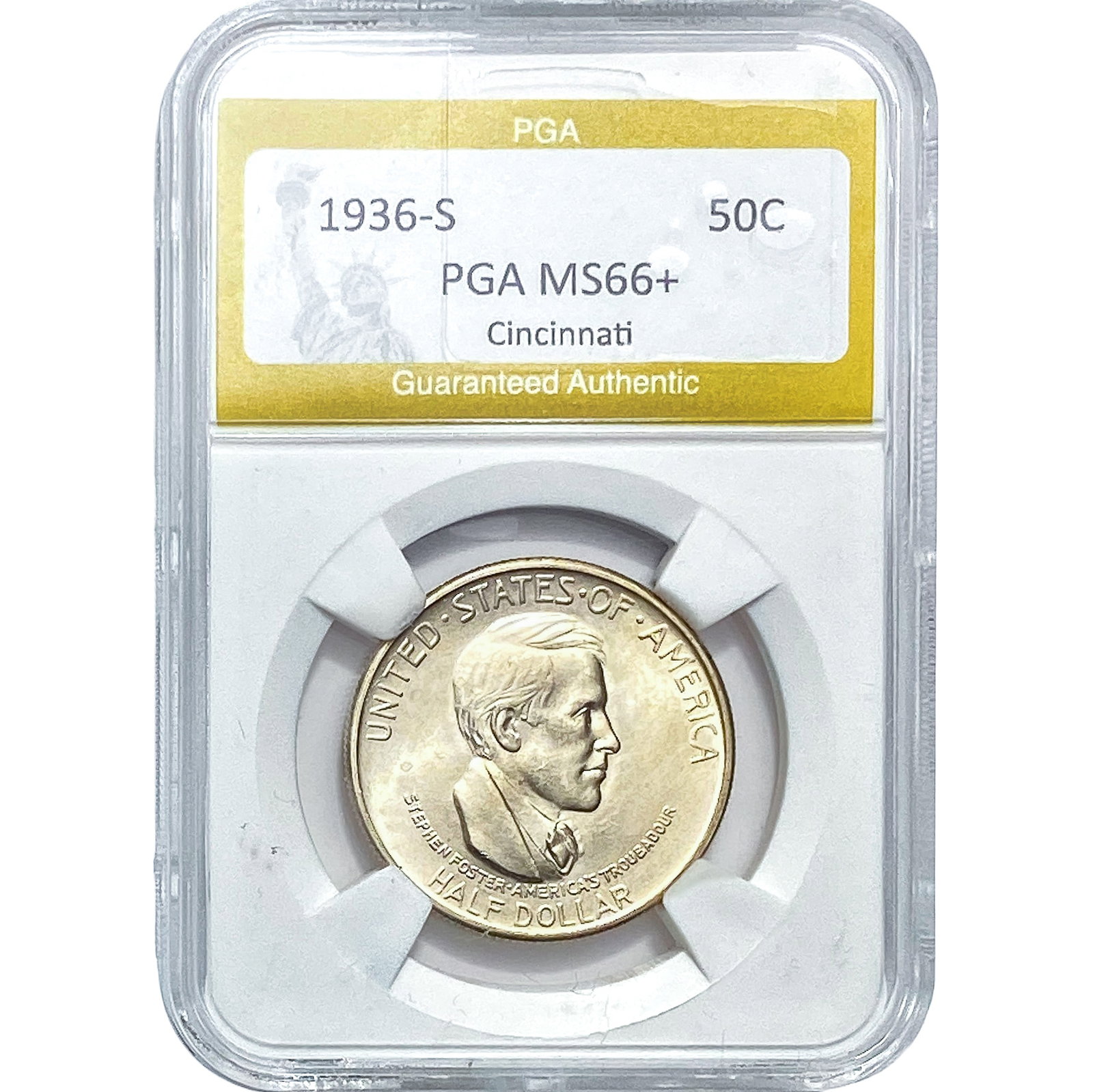 1936-S Cincinatti Half Dollar PGA MS66+: 1936-S Cincinatti Half Dollar PGA MS66+
