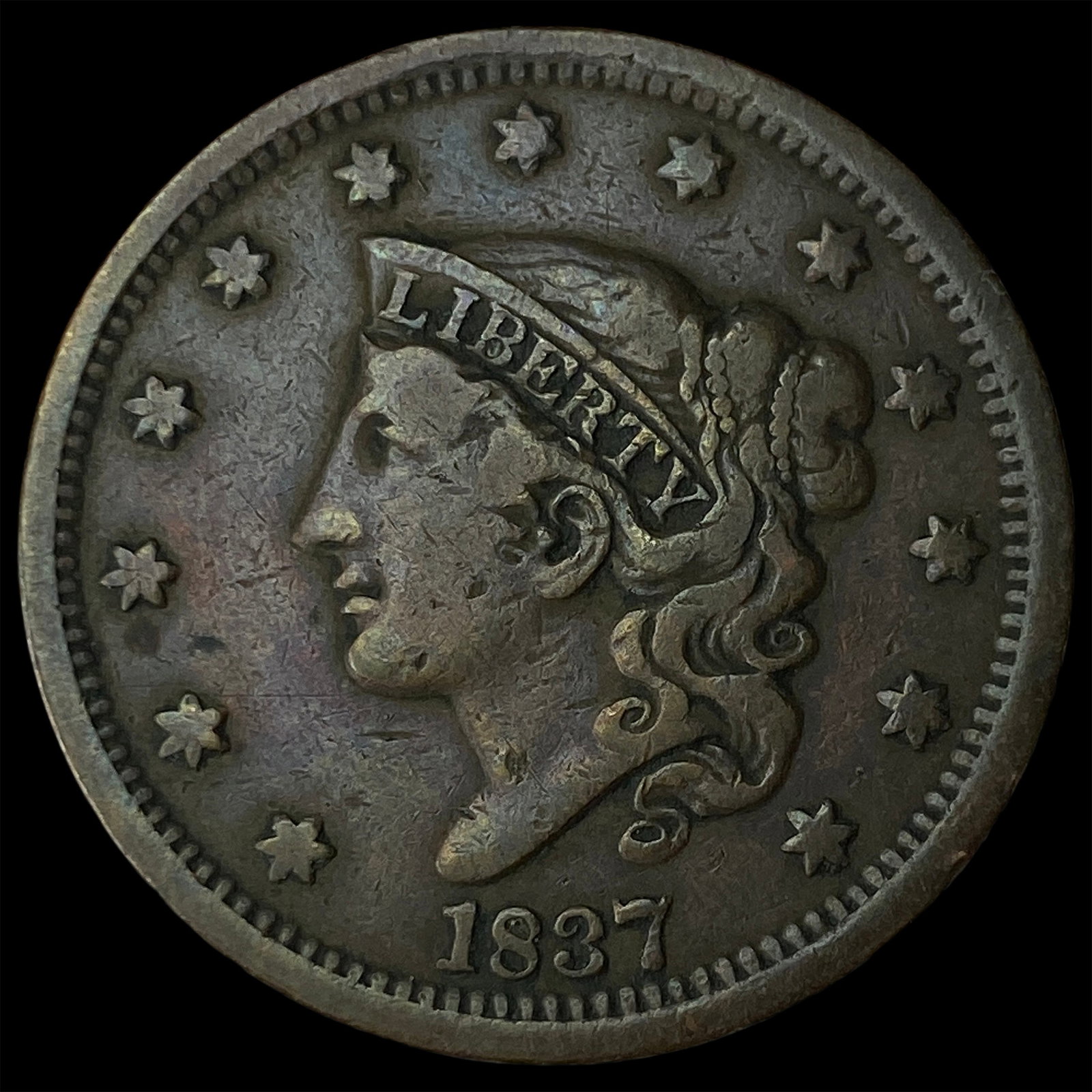 1837 Coronet Head Large Cent LIGHTLY CIRCULATED: 1837 Coronet Head Large Cent LIGHTLY CIRCULATED