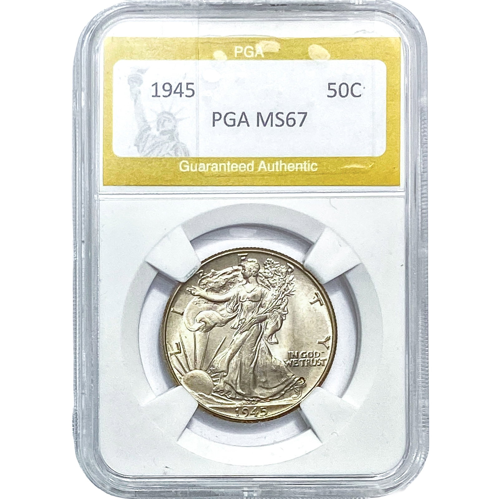 1945 Walking Liberty Half Dollar PGA MS67: 1945 Walking Liberty Half Dollar PGA MS67