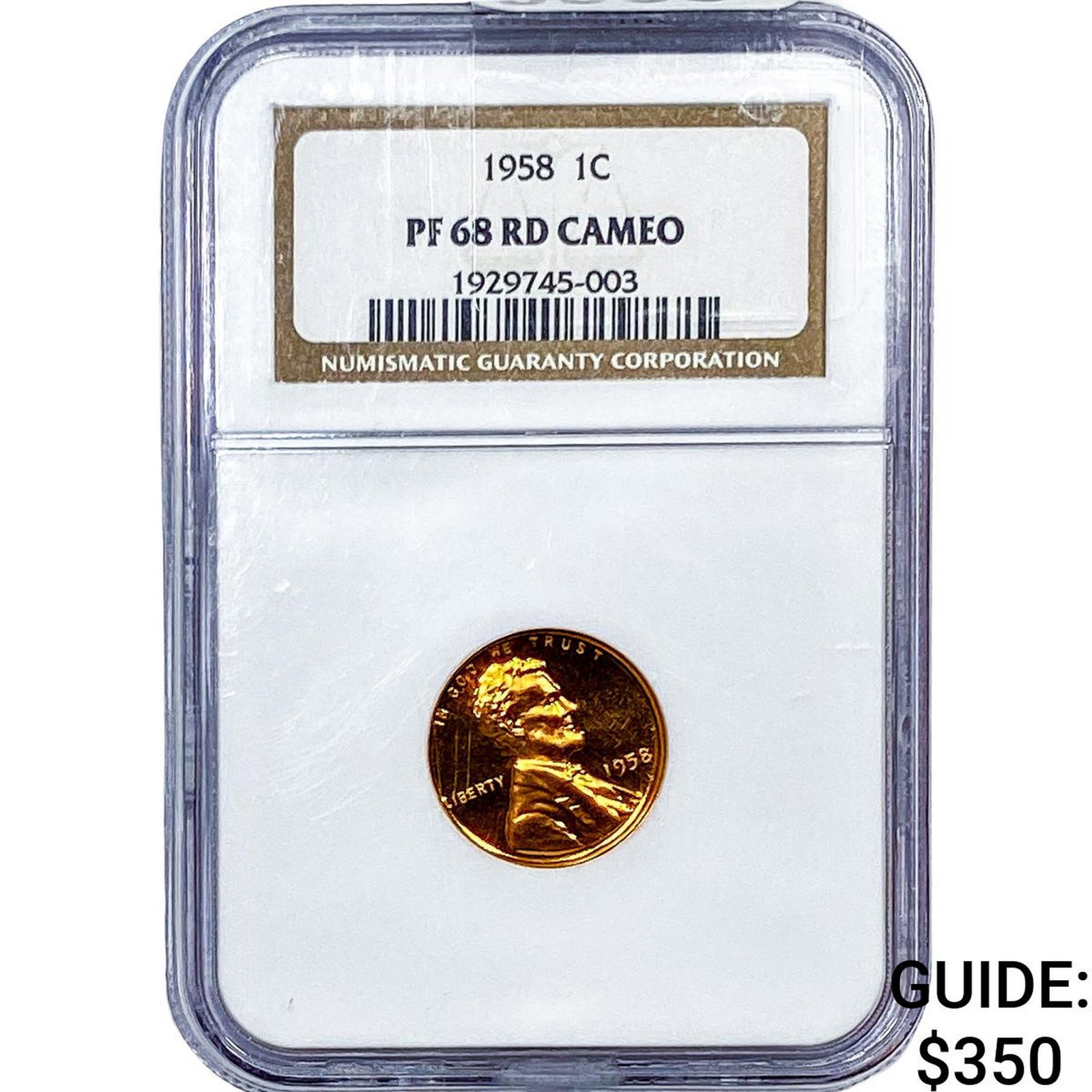 1958 Wheat Cent NGC PF68 RD Cameo: 1958 Wheat Cent NGC PF68 RD Cameo