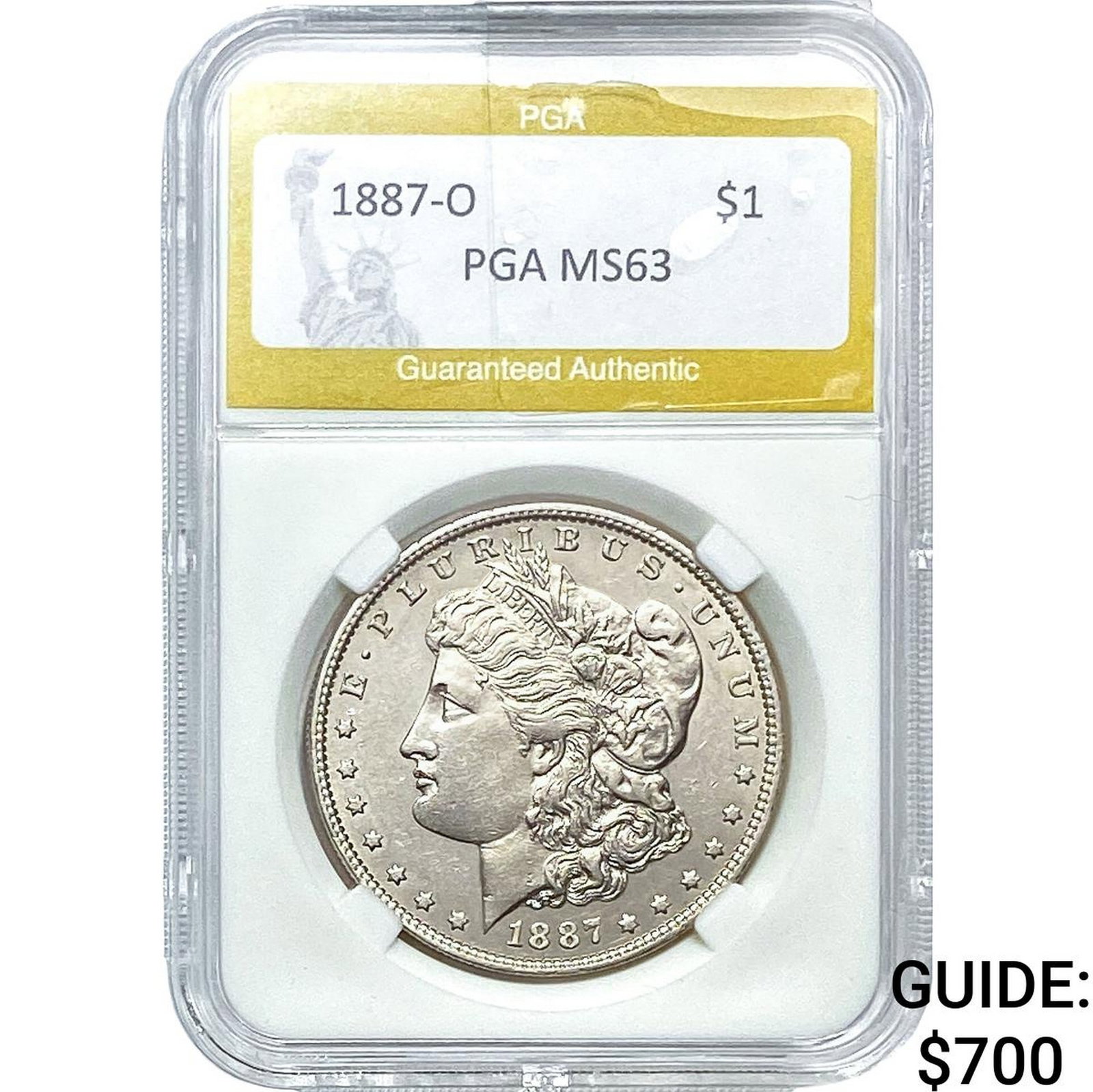 1887-O Morgan Silver Dollar PGA MS63: 1887-O Morgan Silver Dollar PGA MS63