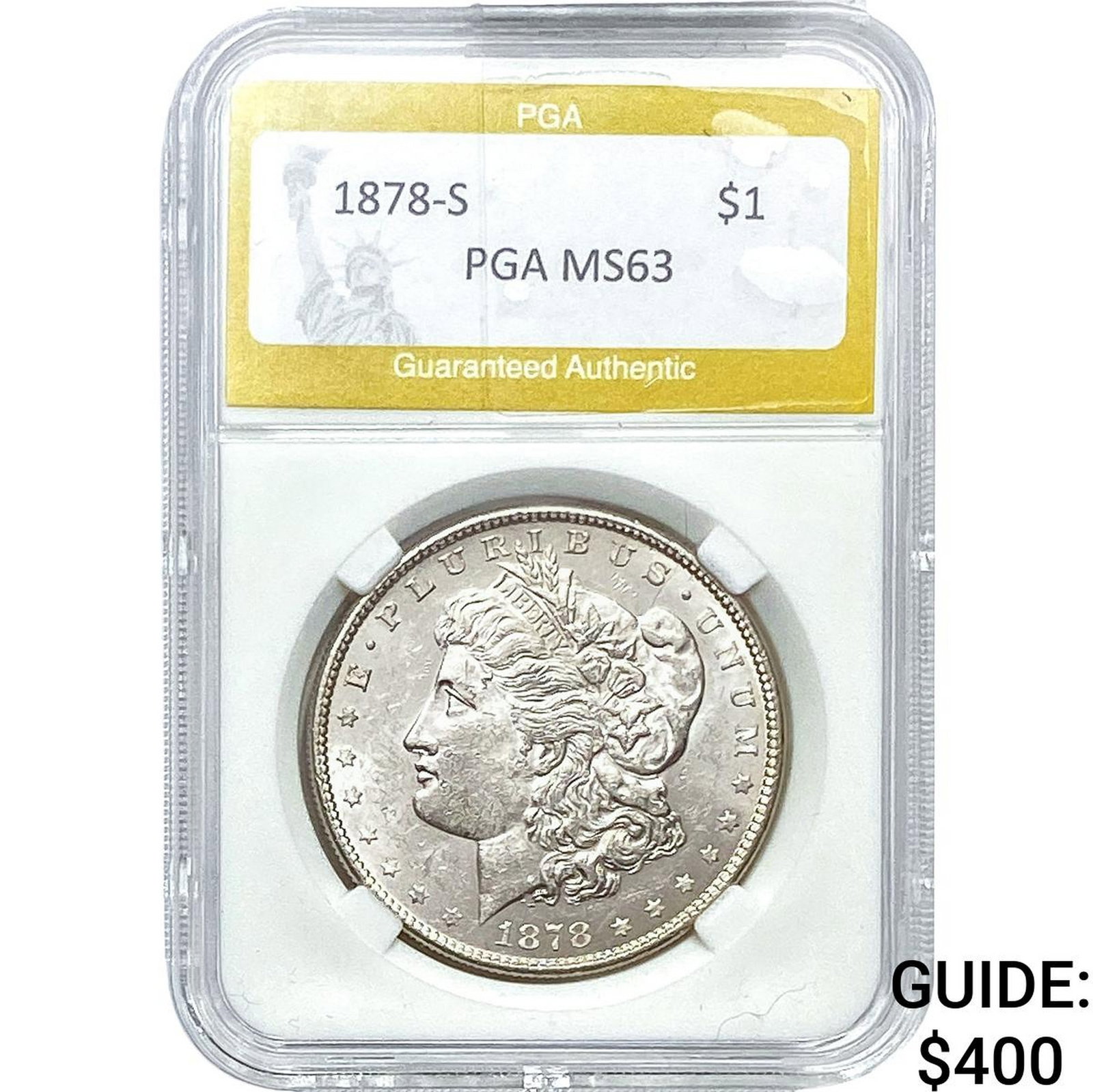 1878-S Morgan Silver Dollar PGA MS63: 1878-S Morgan Silver Dollar PGA MS63