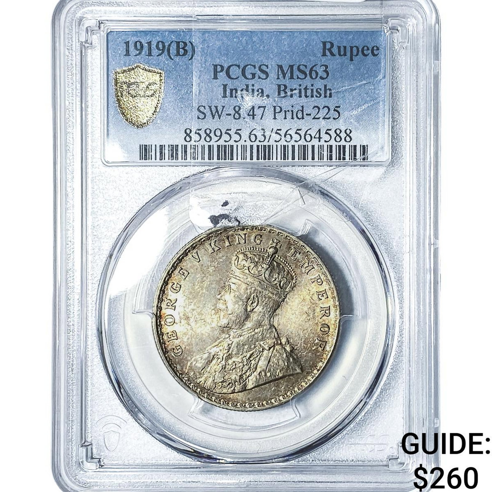 1919(B) British India Silver Rupee PCGS MS63 (1 of 2)