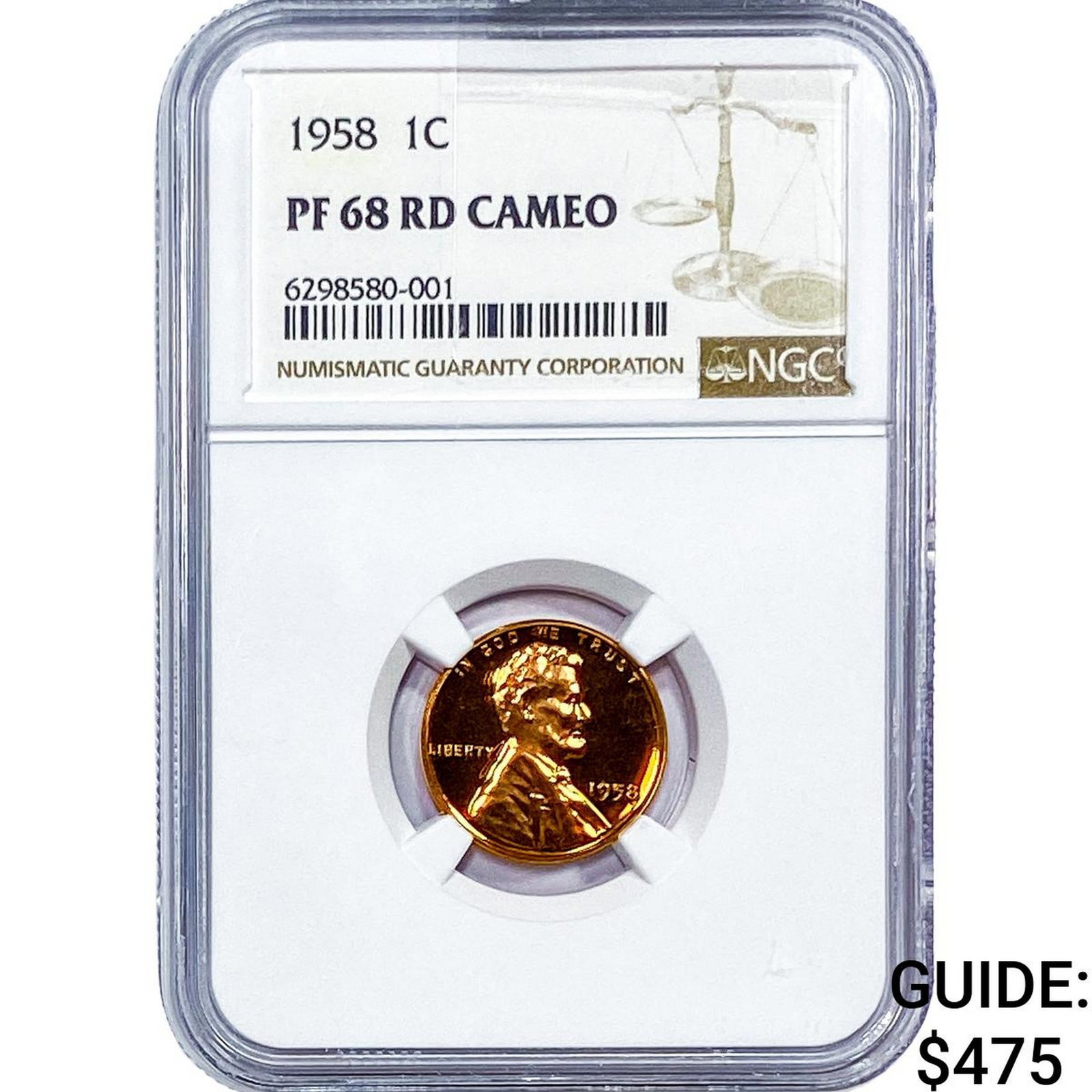 1958 Wheat Cent NGC PF68 RD Cameo: 1958 Wheat Cent NGC PF68 RD Cameo