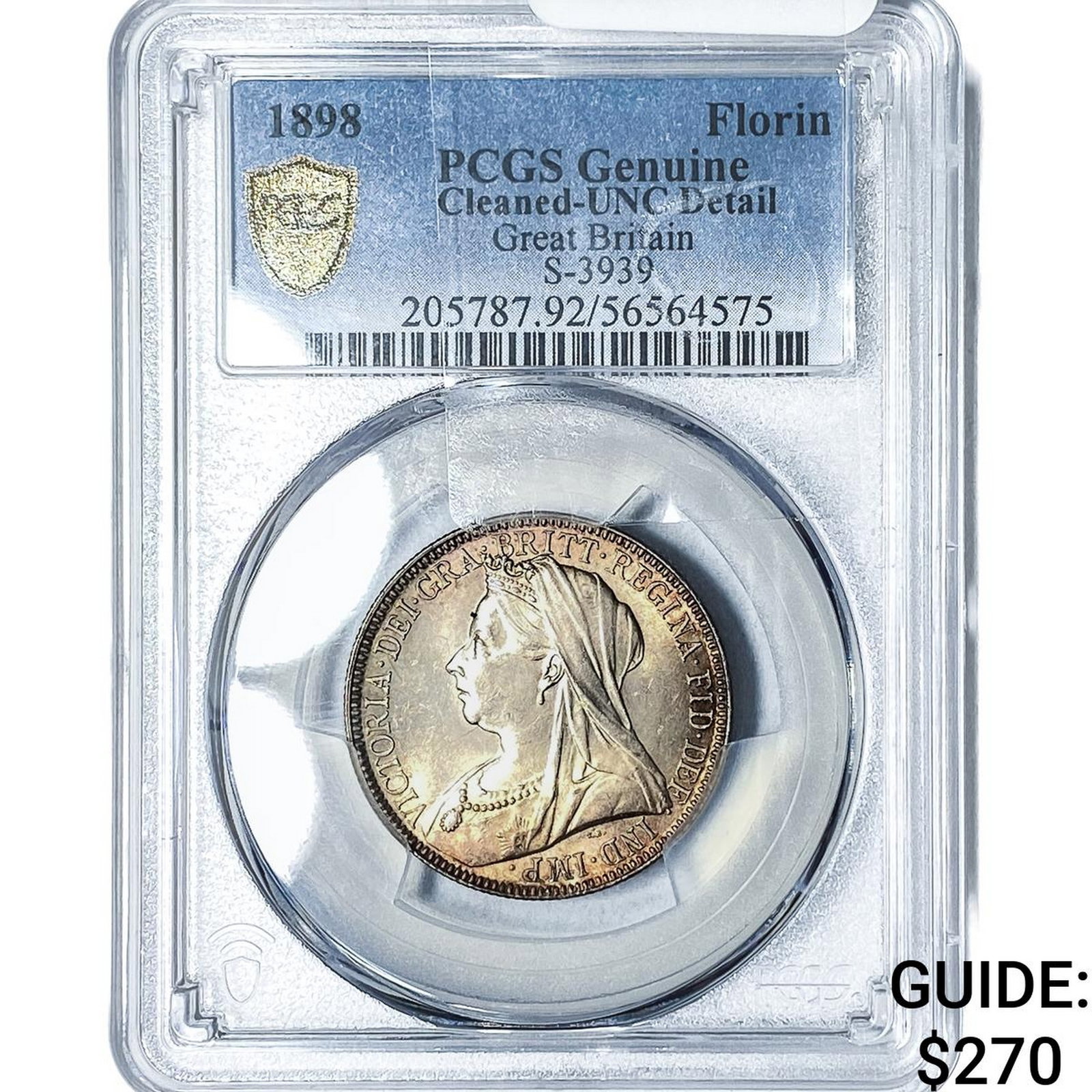 1898 Great Britain Silver Florin PCGS UNC Detail: 1898 Great Britain Silver Florin PCGS UNC Detail