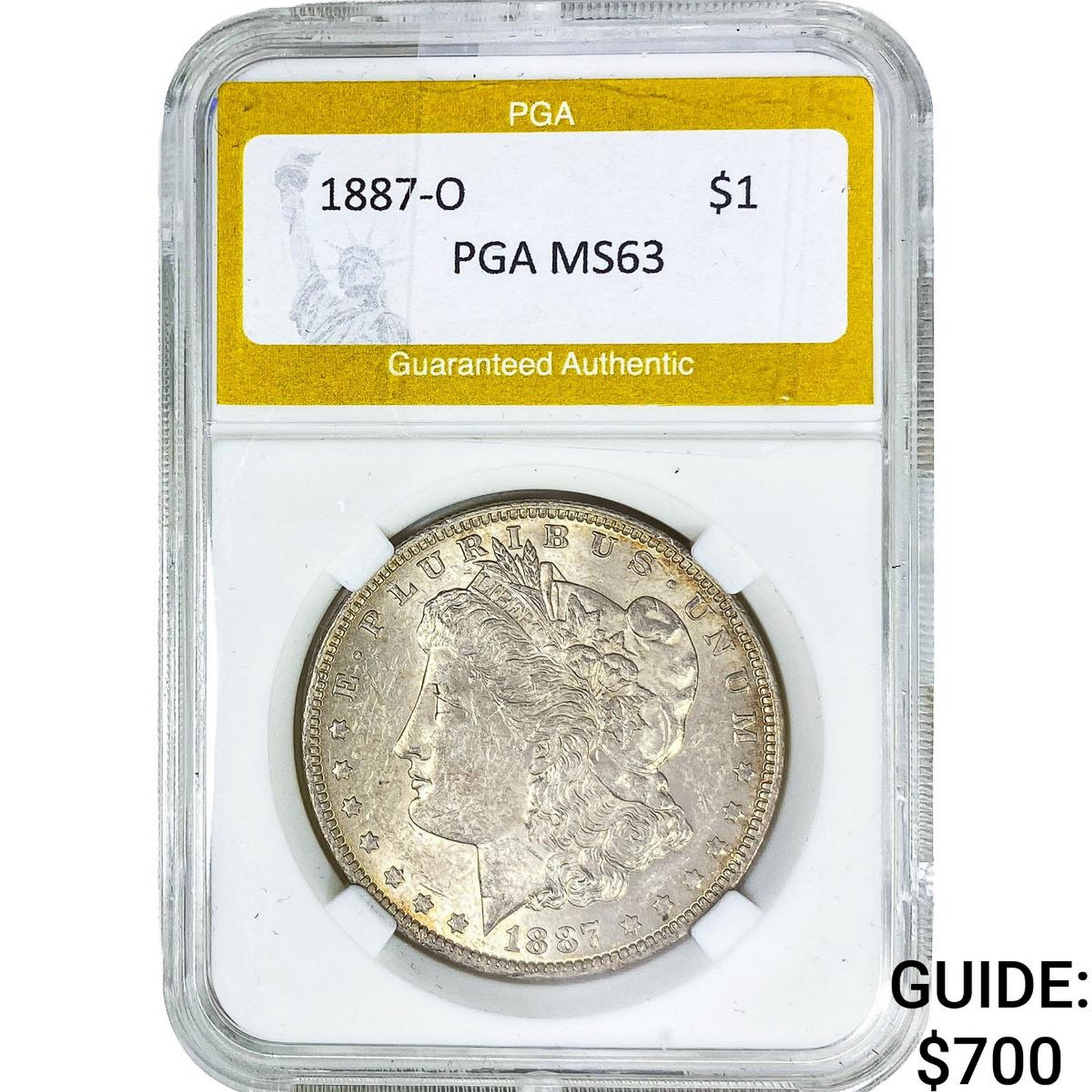 1887-O Morgan Silver Dollar PGA MS63: 1887-O Morgan Silver Dollar PGA MS63