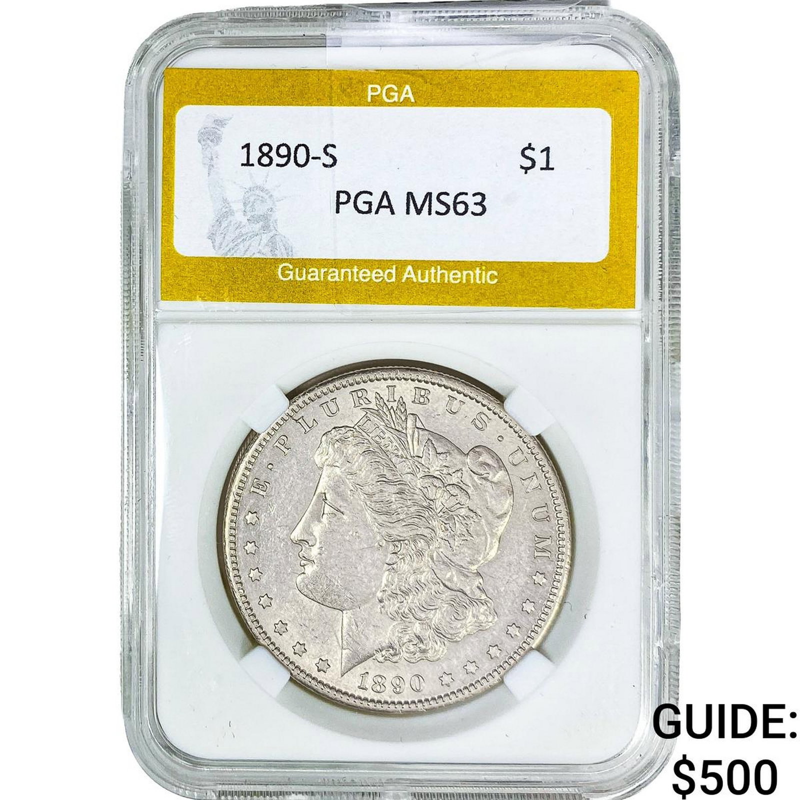 1890-S Morgan Silver Dollar PGA MS63 (1 of 2)