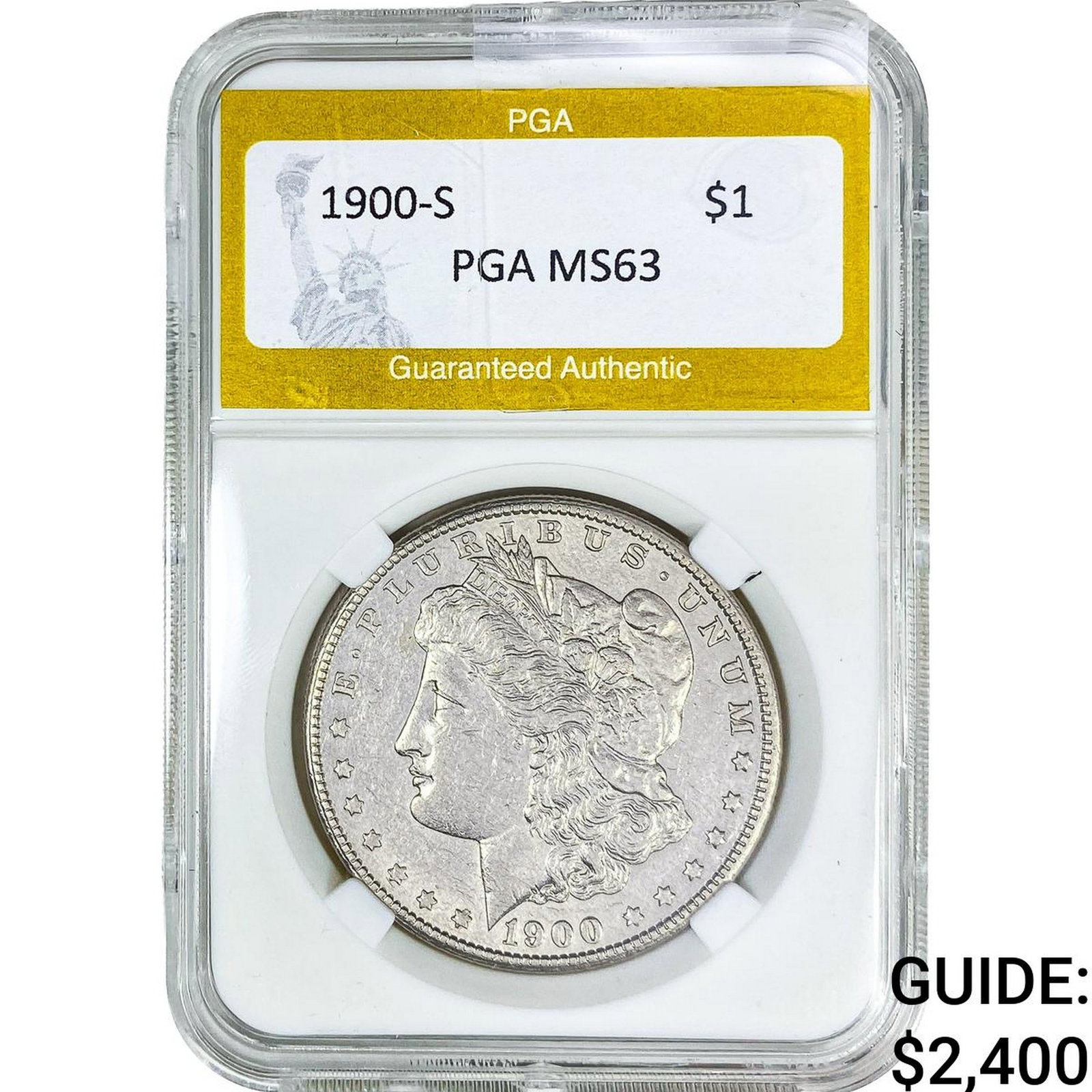 1900-S Morgan Silver Dollar PGA MS63: 1900-S Morgan Silver Dollar PGA MS63