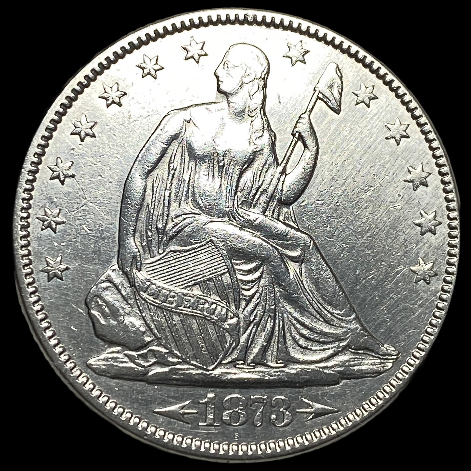 1873 Arrows Seated Liberty Silver Half Dollar CLOSELY UNCIRCULATED: 1873 Arrows Seated Liberty Silver Half Dollar CLOSELY UNCIRCULATED