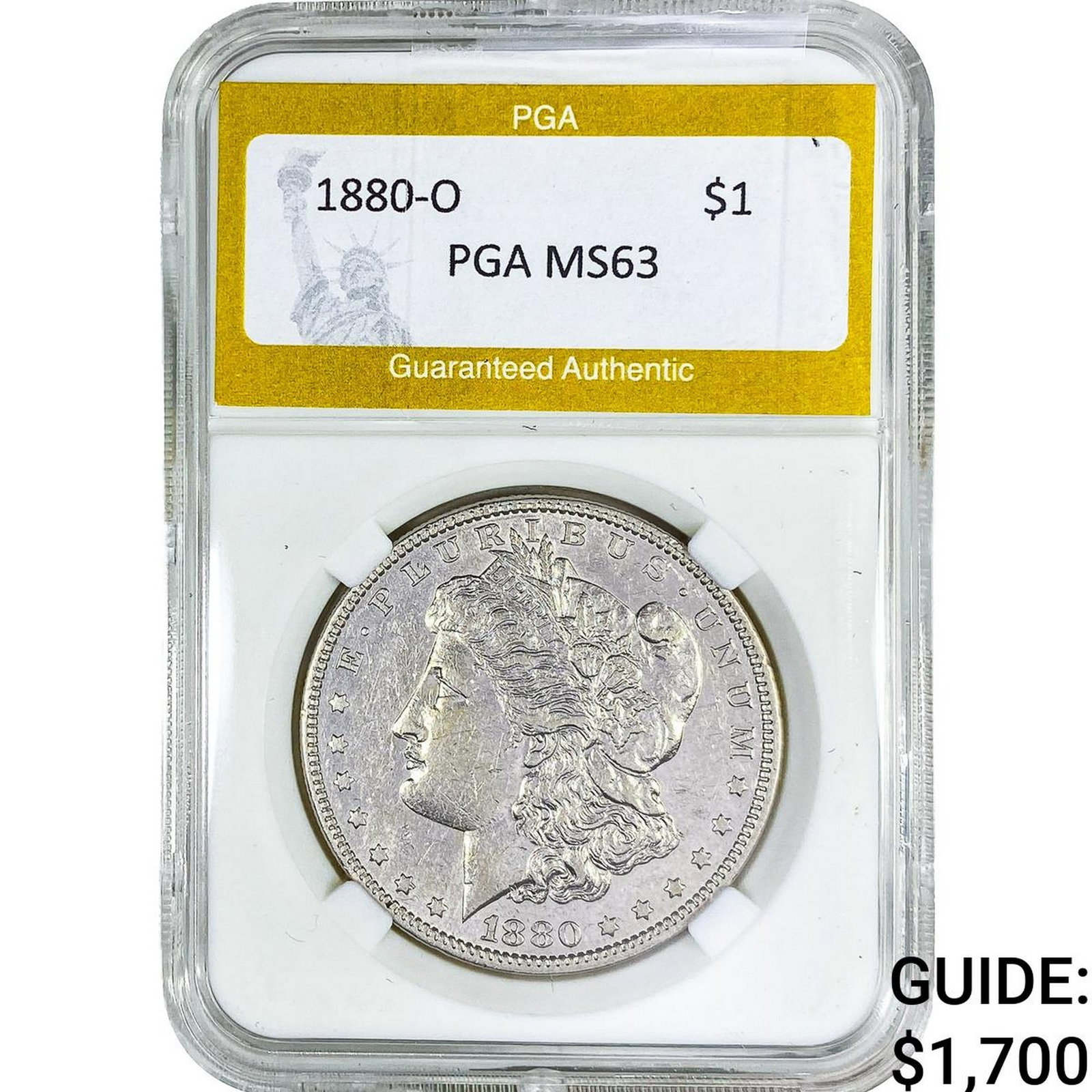 1880-O Morgan Silver Dollar PGA MS63: 1880-O Morgan Silver Dollar PGA MS63