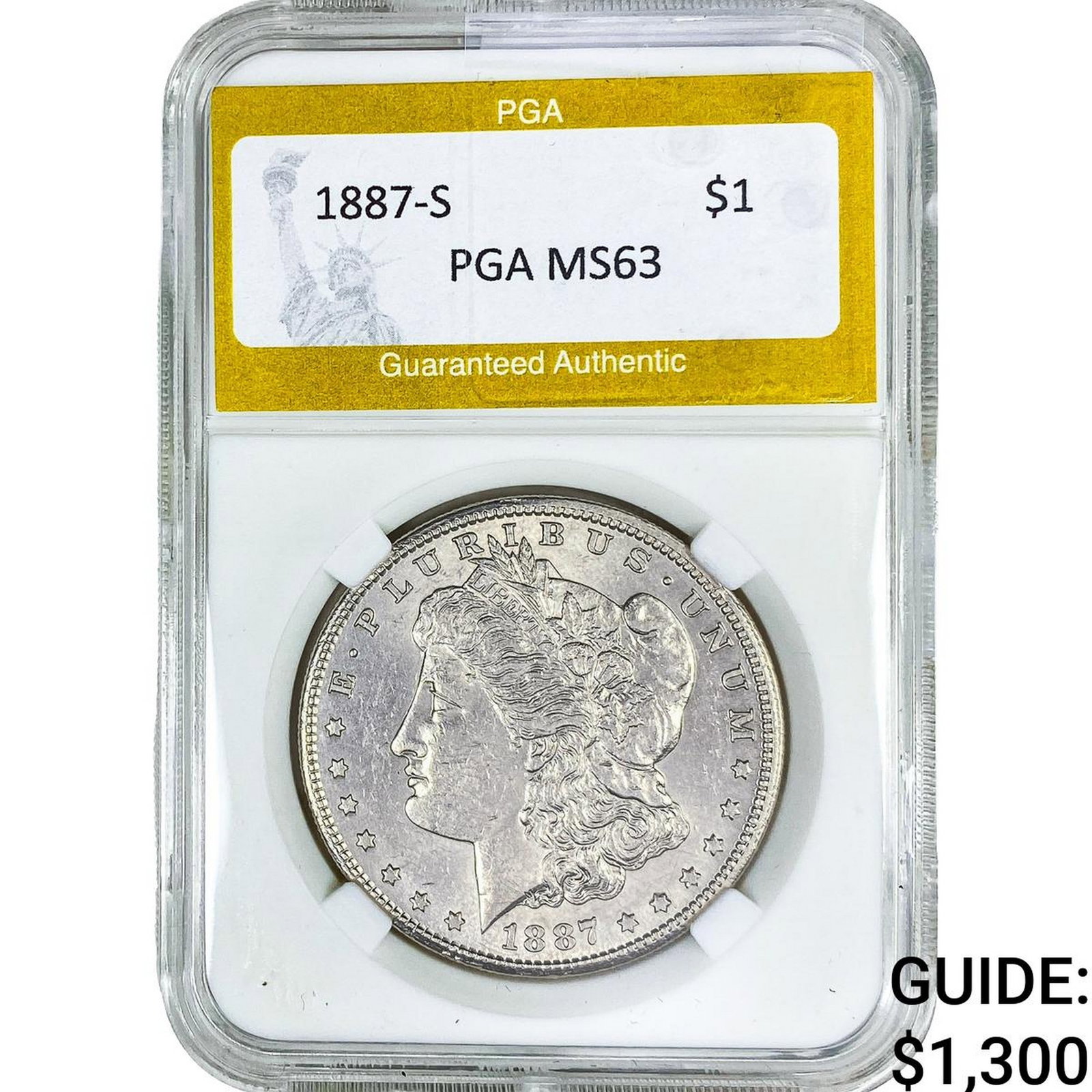1887-S Morgan Silver Dollar PGA MS63: 1887-S Morgan Silver Dollar PGA MS63