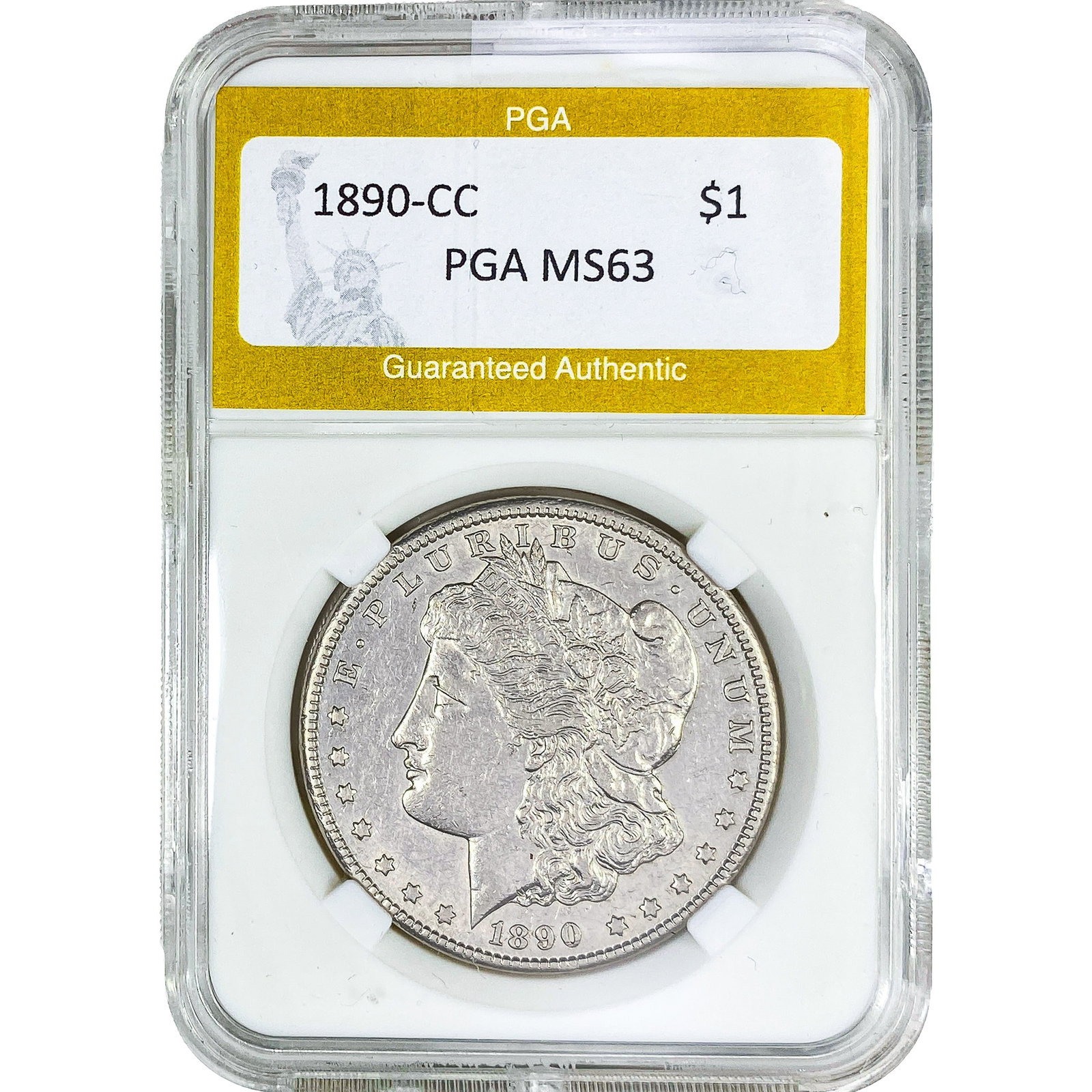 1890-CC Morgan Silver Dollar PGA MS63: 1890-CC Morgan Silver Dollar PGA MS63