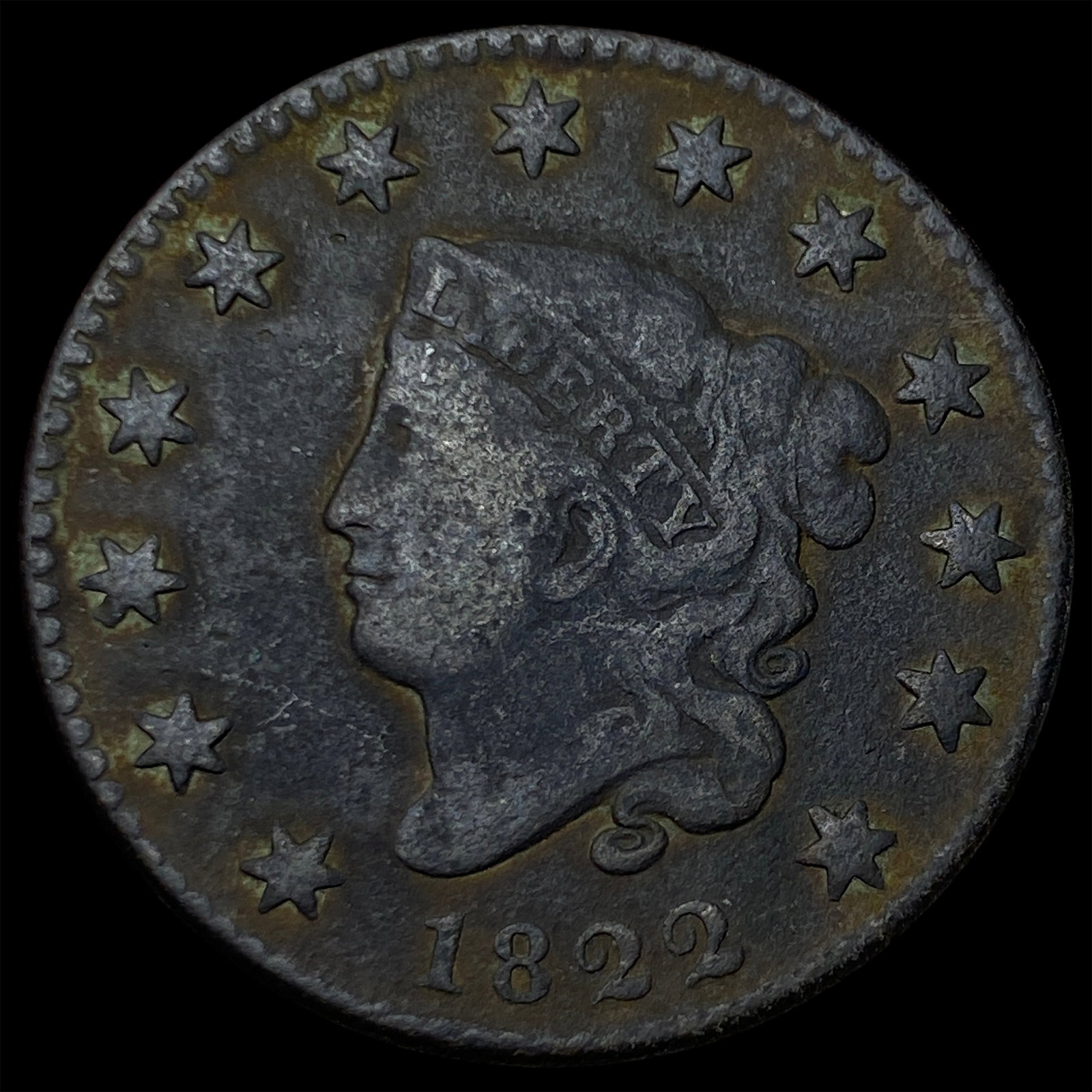 1822 Coronet Head Large Cent NICELY CIRCULATED (1 of 2)
