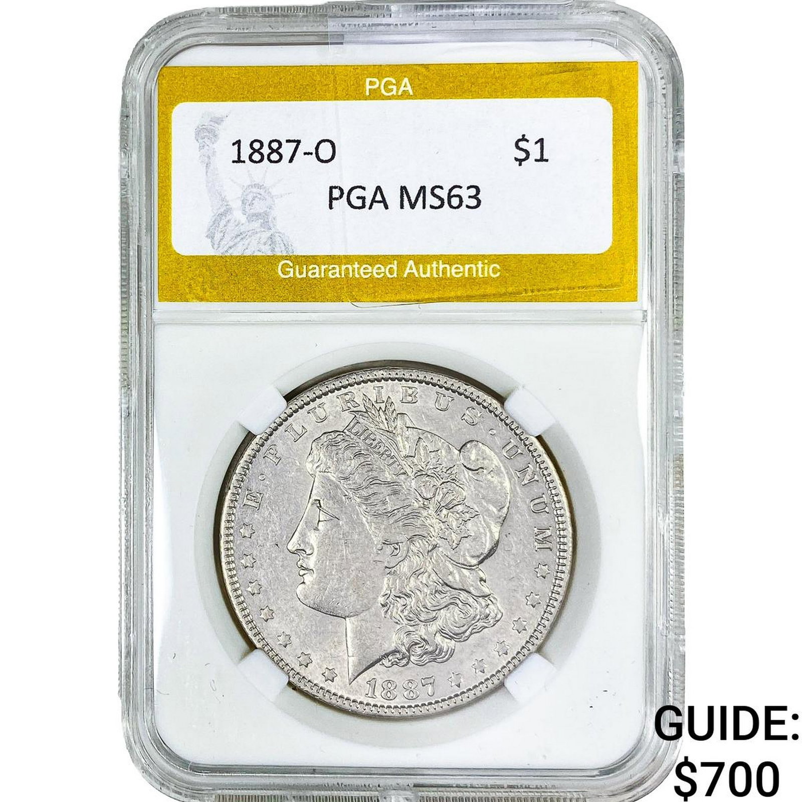 1887-O Morgan Silver Dollar PGA MS63: 1887-O Morgan Silver Dollar PGA MS63