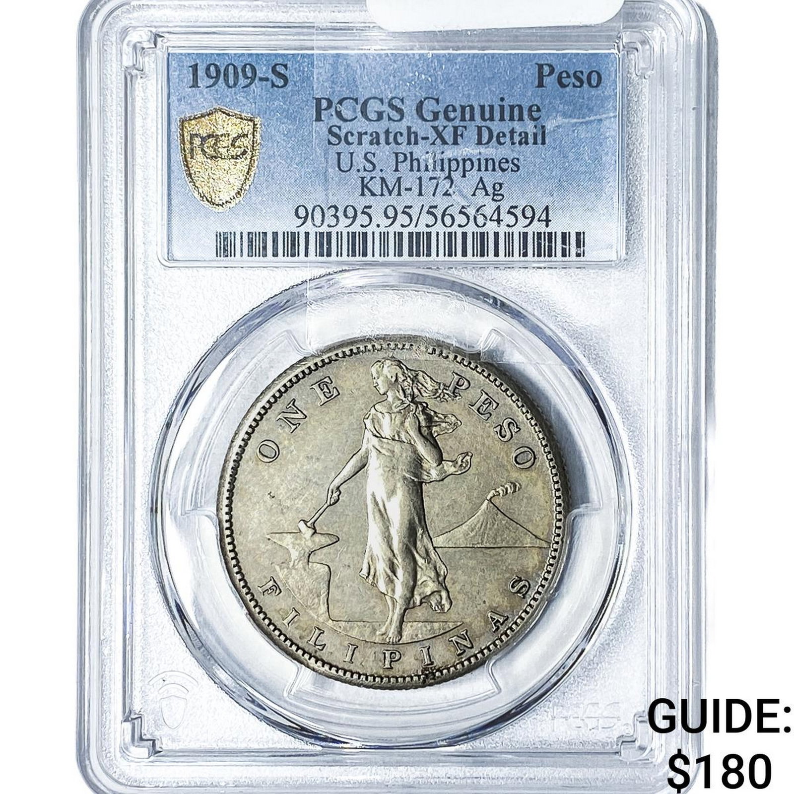 1909-S U.S. Philippines Silver 1 Peso PCGS XF Details (1 of 2)