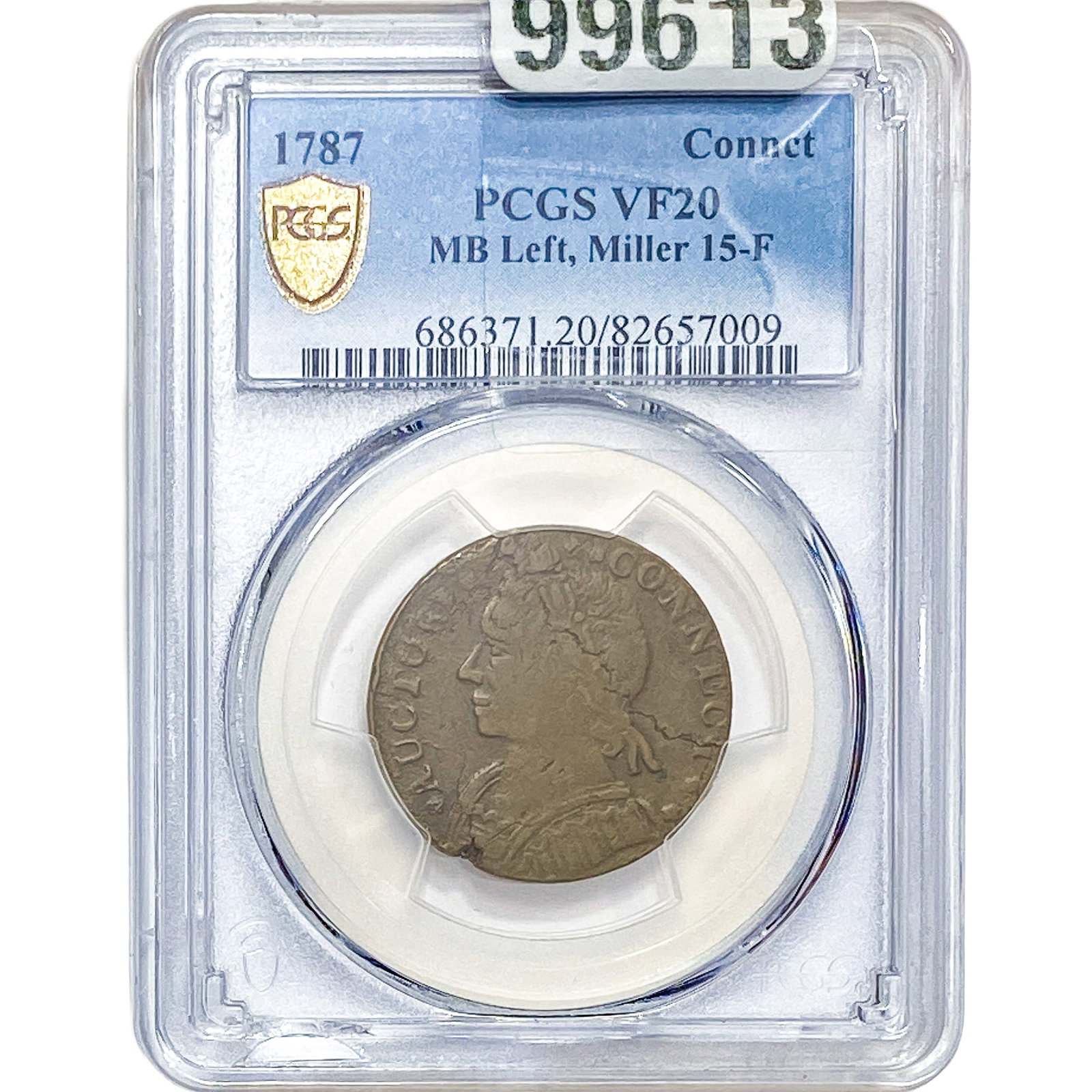 1787 Connecticut Copper MB Left, Miller 15-F PCGS VF20 (1 of 2)