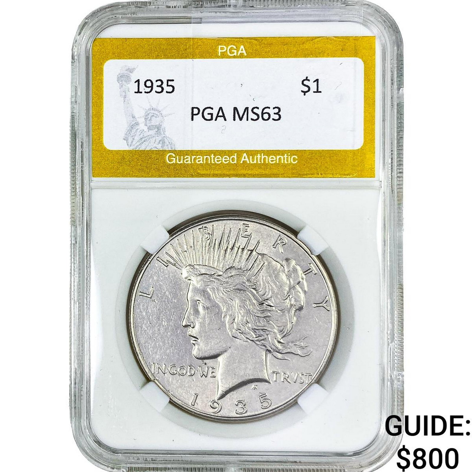 1935 Silver Peace Dollar PGA MS63: 1935 Silver Peace Dollar PGA MS63