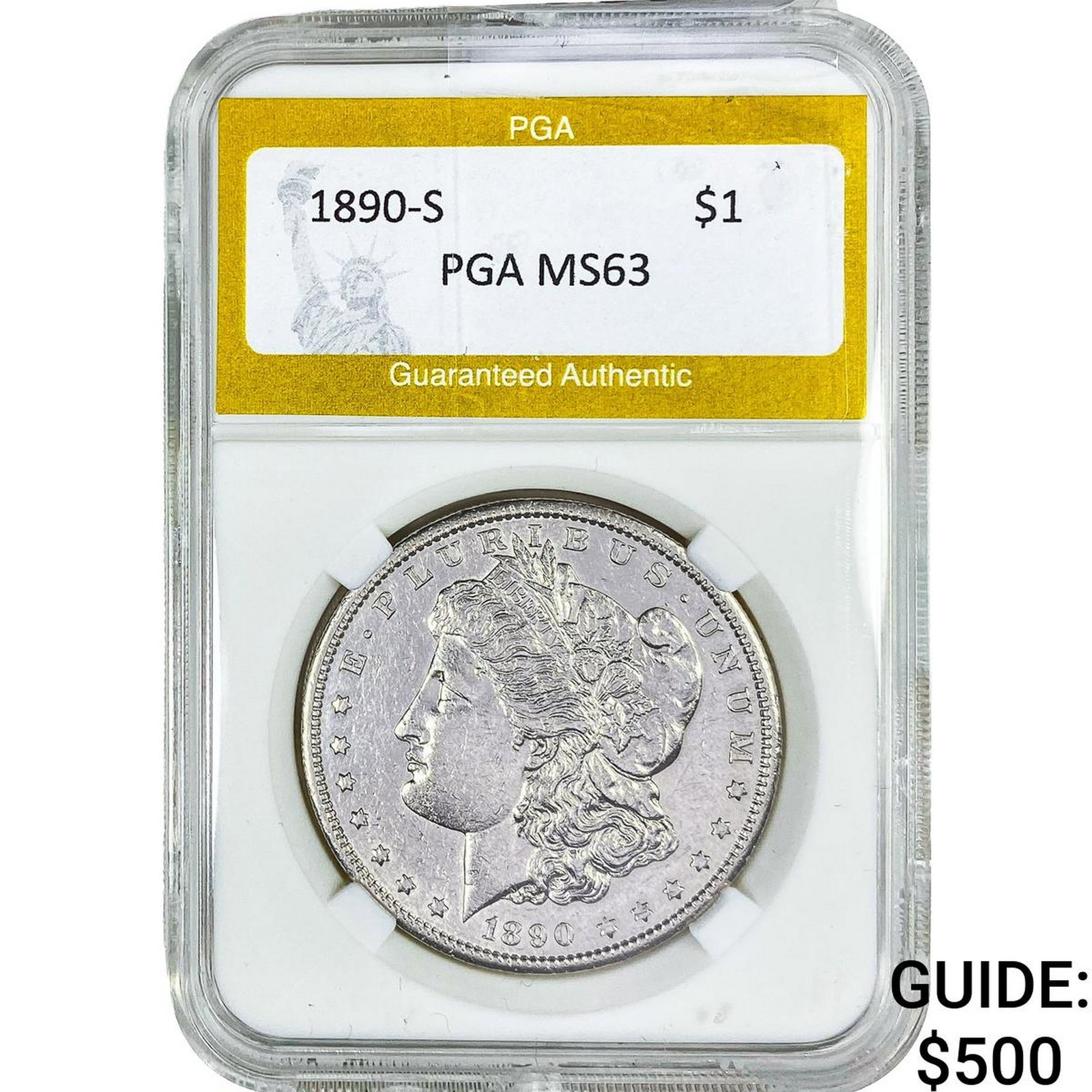 1890-S Morgan Silver Dollar PGA MS63: 1890-S Morgan Silver Dollar PGA MS63
