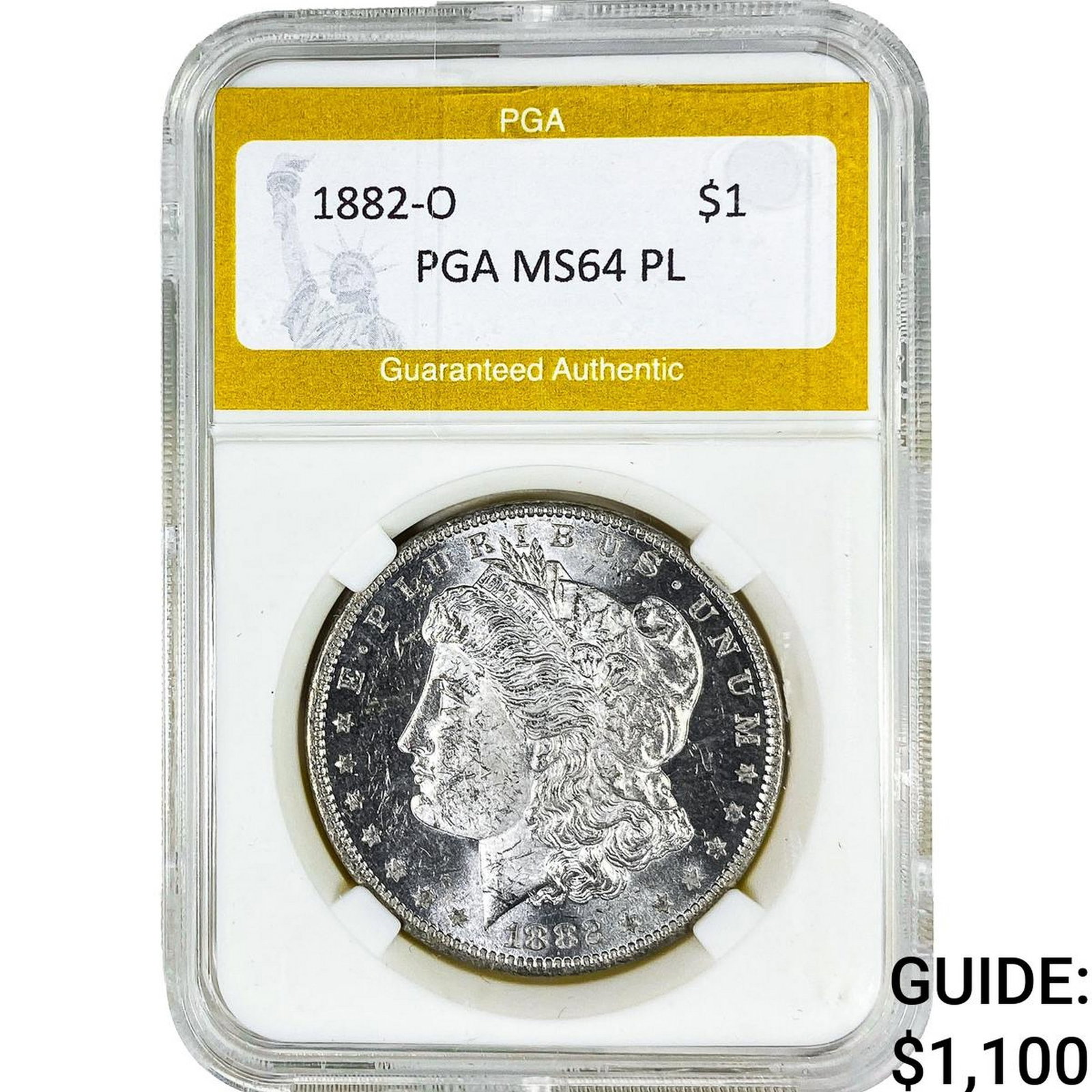 1882-O Morgan Silver Dollar PGA MS64PL: 1882-O Morgan Silver Dollar PGA MS64PL