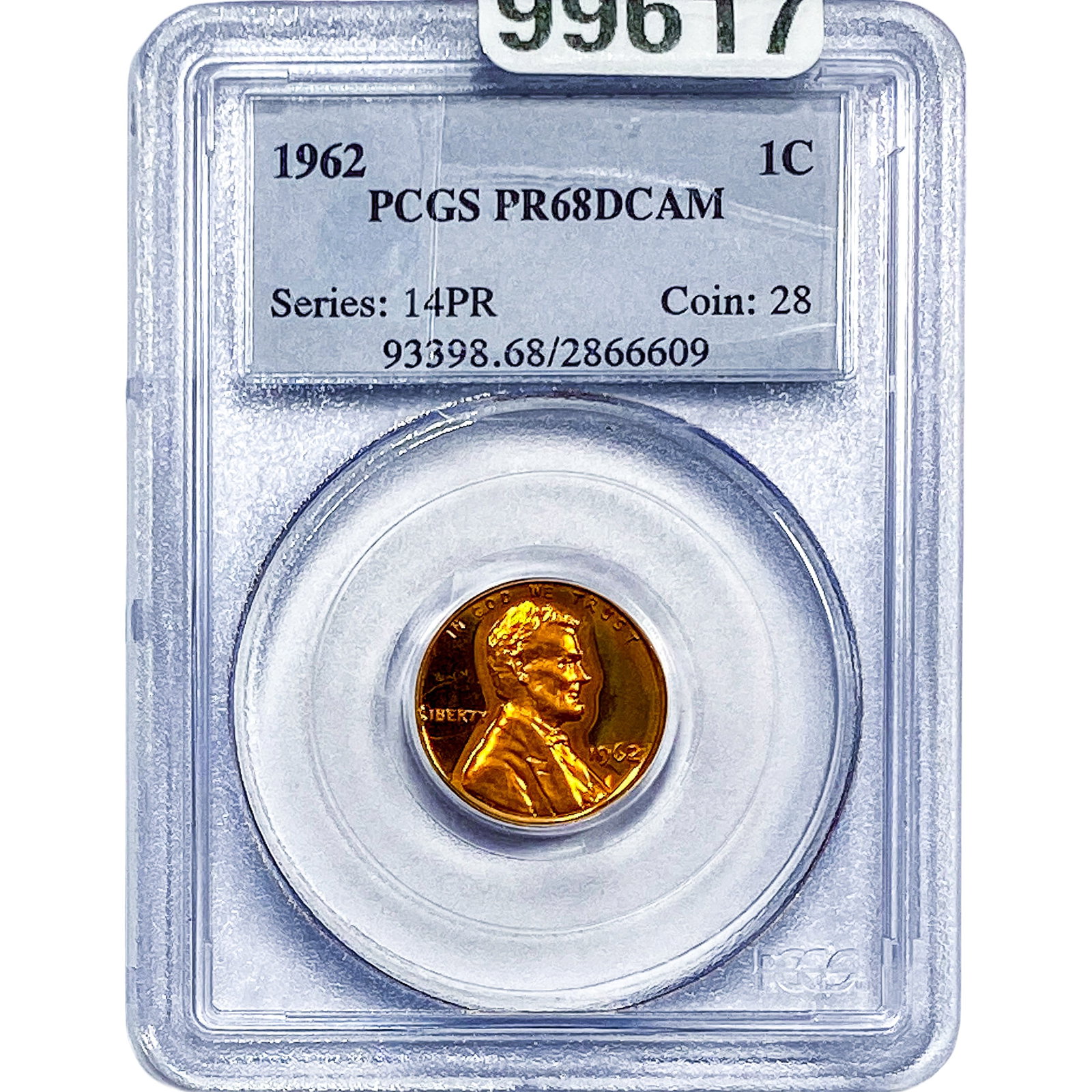 1962 Lincoln Memorial Cent PCGS PR68 DCAM: 1962 Lincoln Memorial Cent PCGS PR68 DCAM