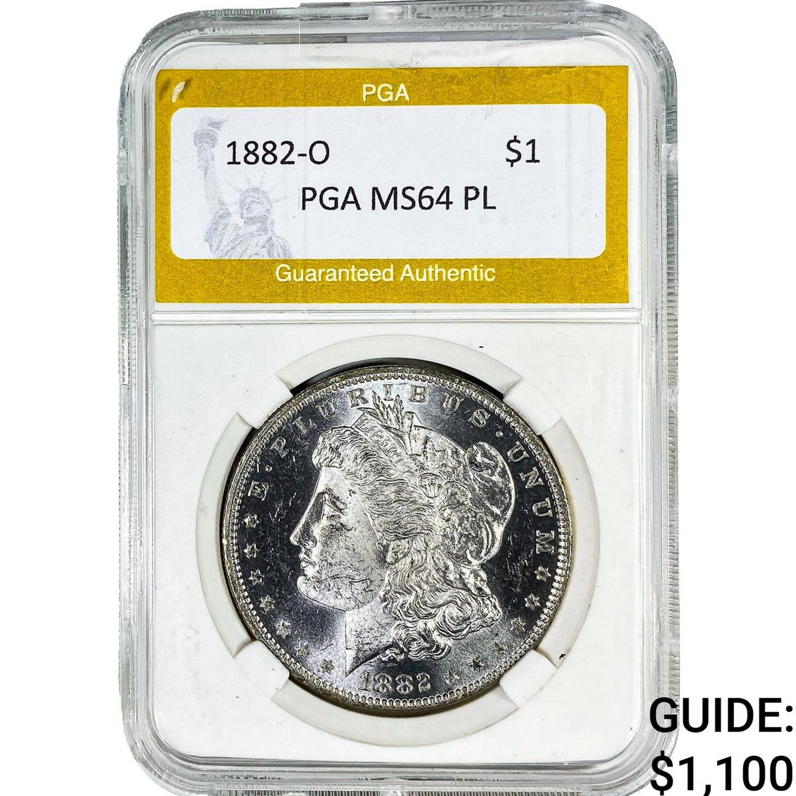 1882-O Morgan Silver Dollar PGA MS64PL: 1882-O Morgan Silver Dollar PGA MS64PL