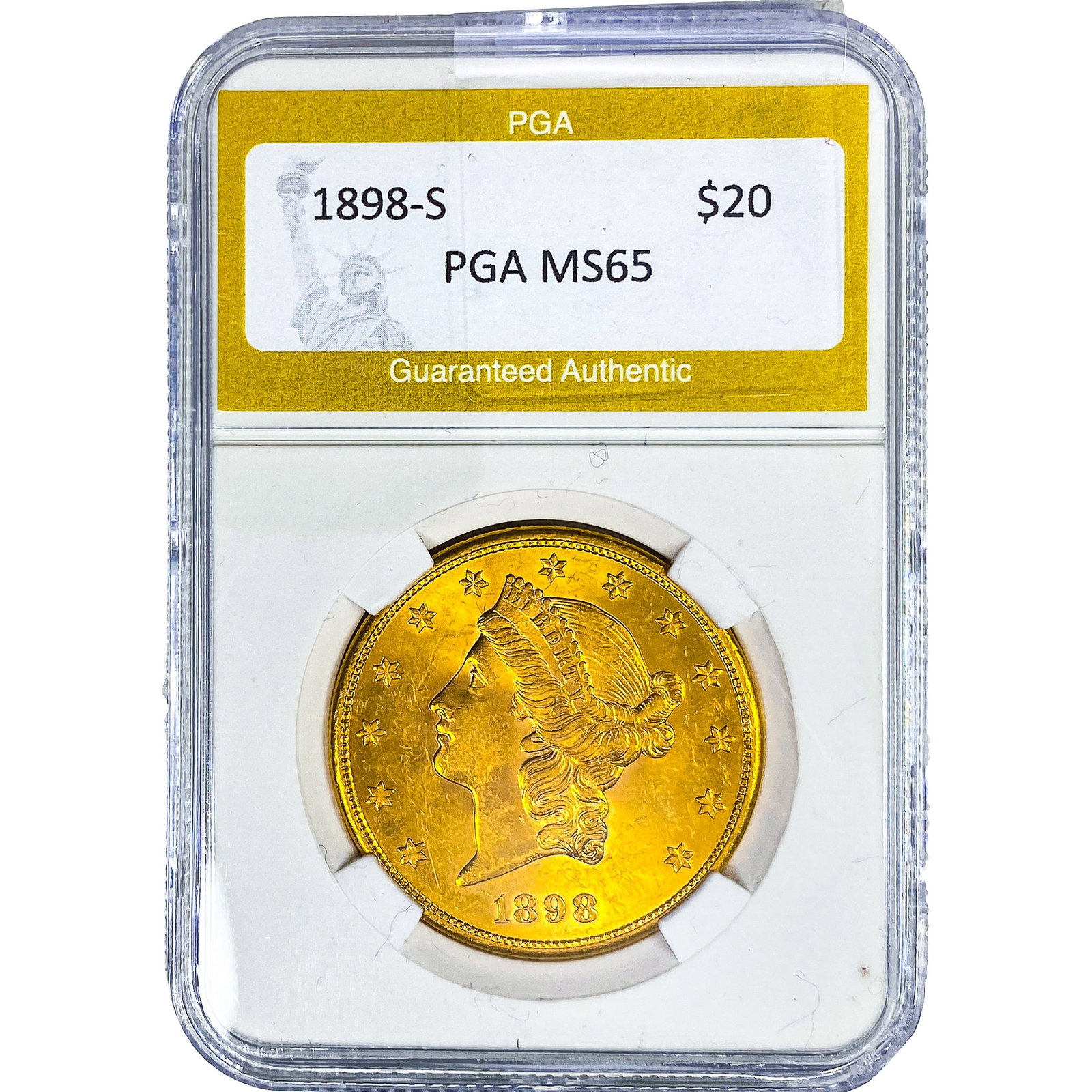 1898-S $20 Gold Double Eagle PGA MS65: 1898-S $20 Gold Double Eagle PGA MS65