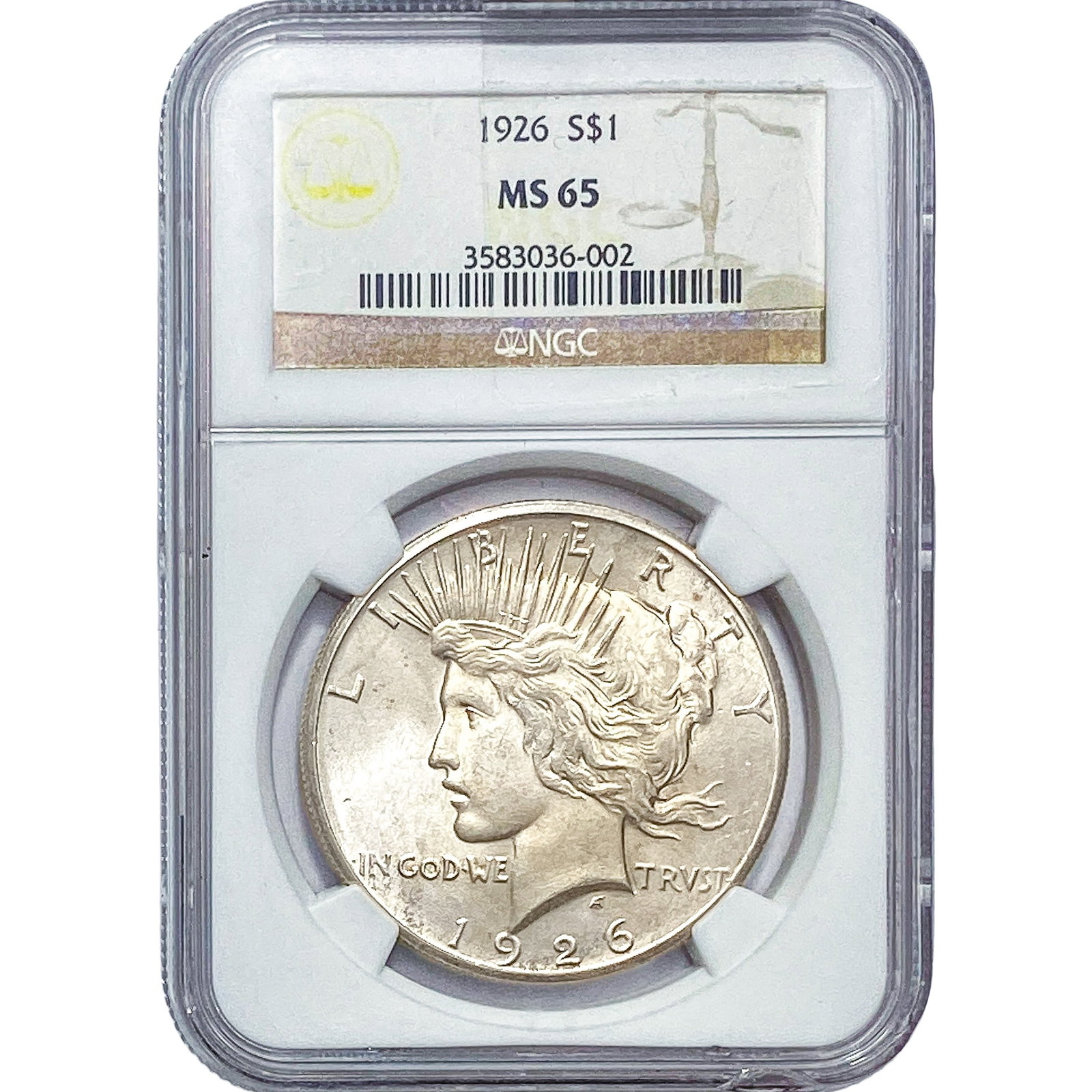 1926 Silver Peace Dollar NGC MS65 (1 of 2)