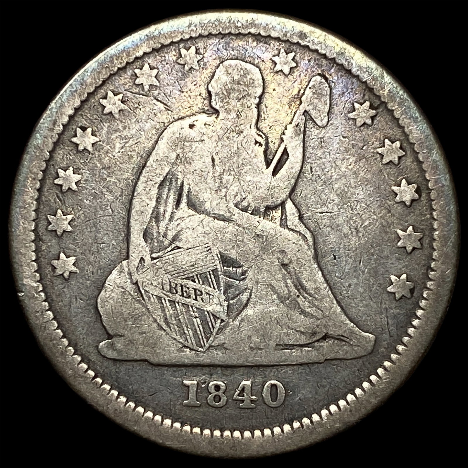 1840-O Silver Seated Liberty Quarter LIGHTLY CIRCULATED: 1840-O Silver Seated Liberty Quarter LIGHTLY CIRCULATED