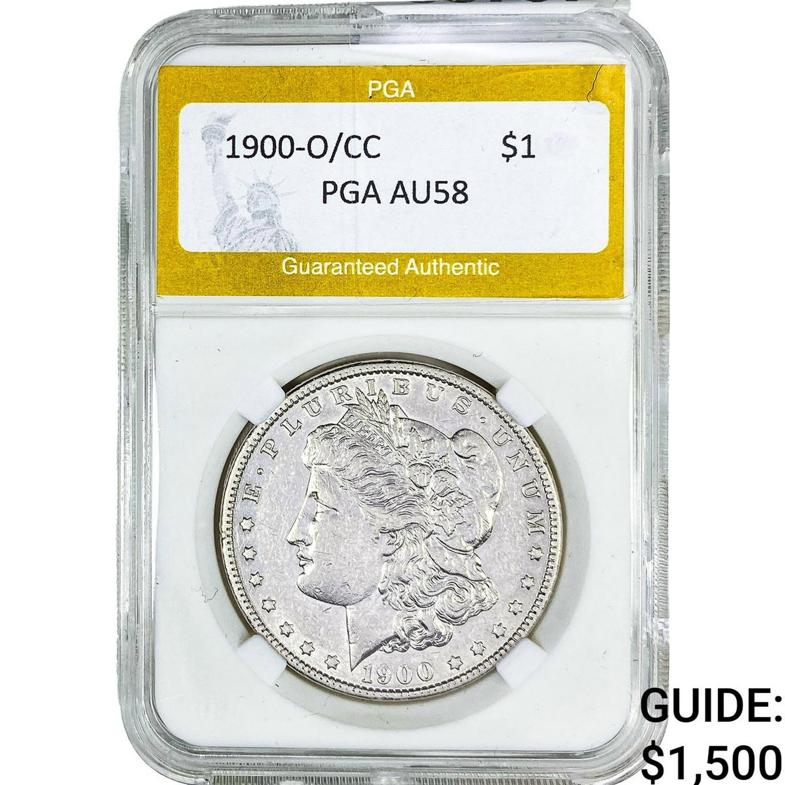 1900-O/CC Morgan Silver Dollar PGA AU58: 1900-O/CC Morgan Silver Dollar PGA AU58