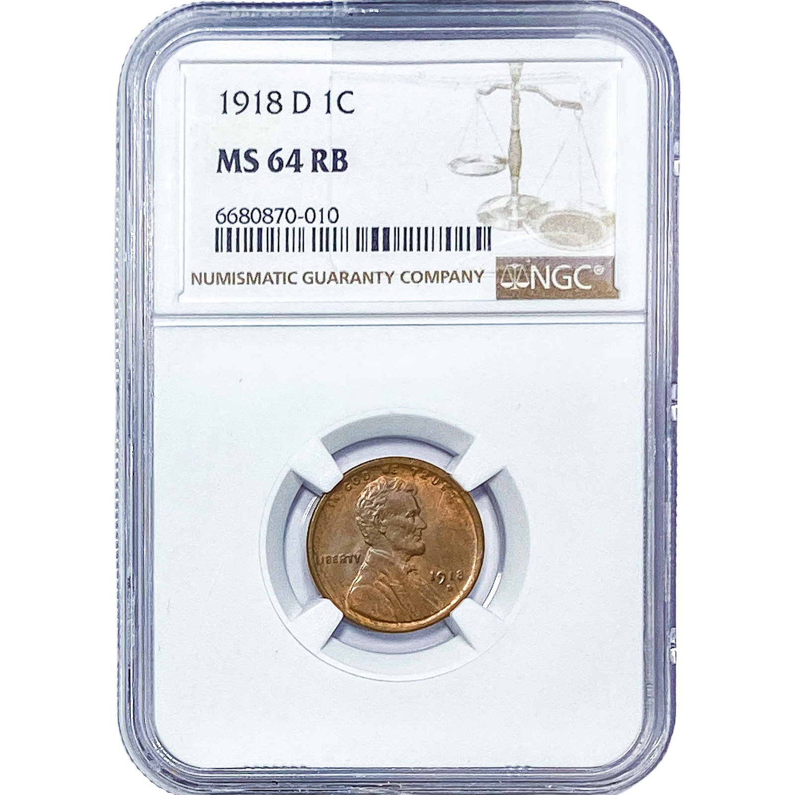 1918-D Wheat Cent NGC MS64 RB (1 of 2)