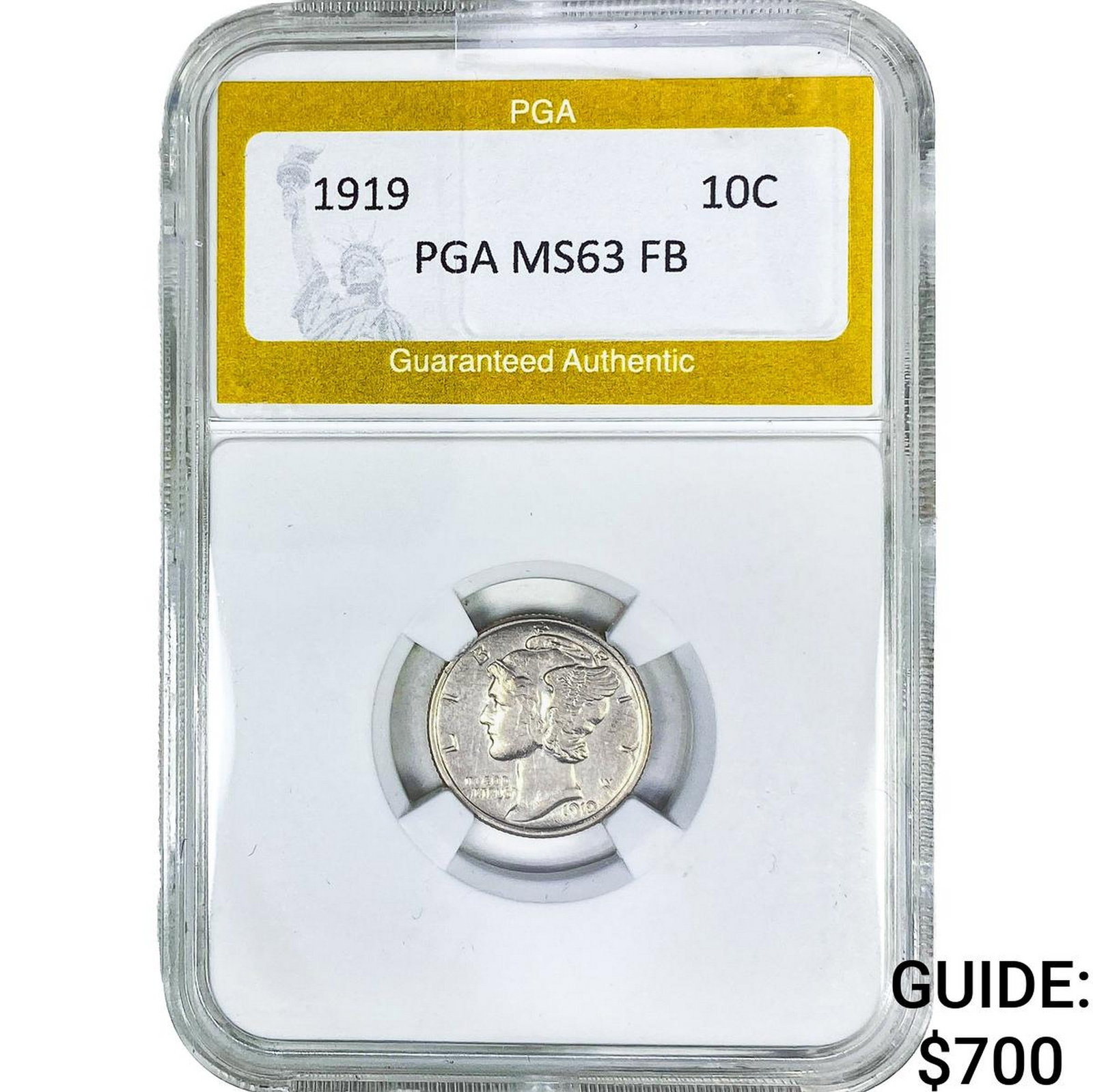 1919 Mercury Silver Dime PGA MS63FB: 1919 Mercury Silver Dime PGA MS63FB