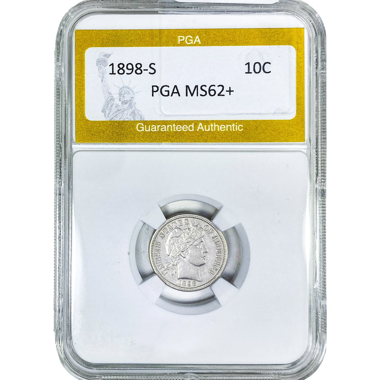 1898-S Barber Dime PGA MS62+: 1898-S Barber Dime PGA MS62+