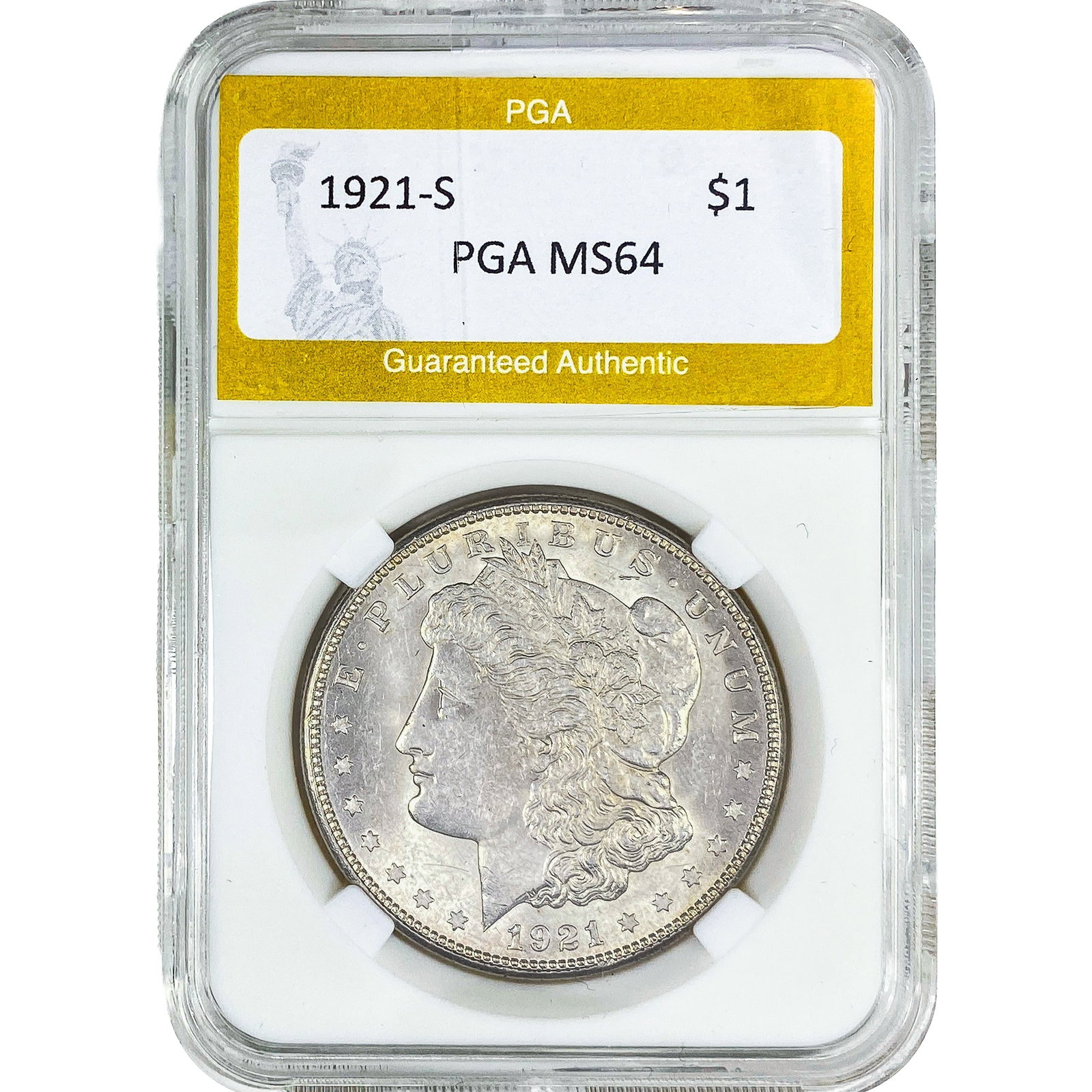1921-S Morgan Silver Dollar PGA MS64: 1921-S Morgan Silver Dollar PGA MS64