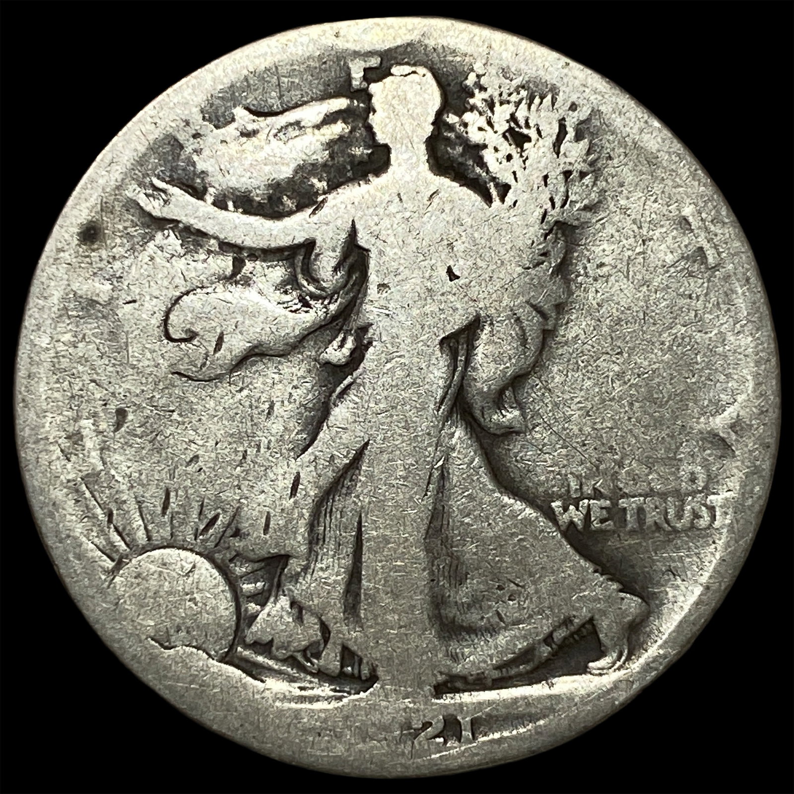 1921-S Walking Liberty Half Dollar NICELY CIRCULATED: 1921-S Walking Liberty Half Dollar NICELY CIRCULATED