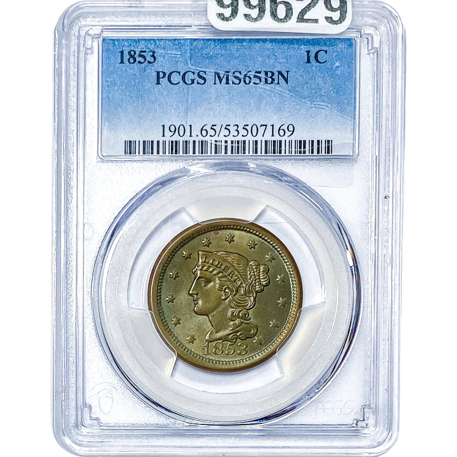 1853 Braided Hair Large Cent PCGS MS65 BN: 1853 Braided Hair Large Cent PCGS MS65 BN