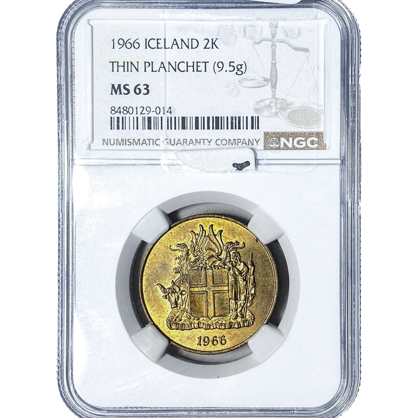1966 Iceland Base Metal 2 Kronur NGC MS63 (1 of 2)