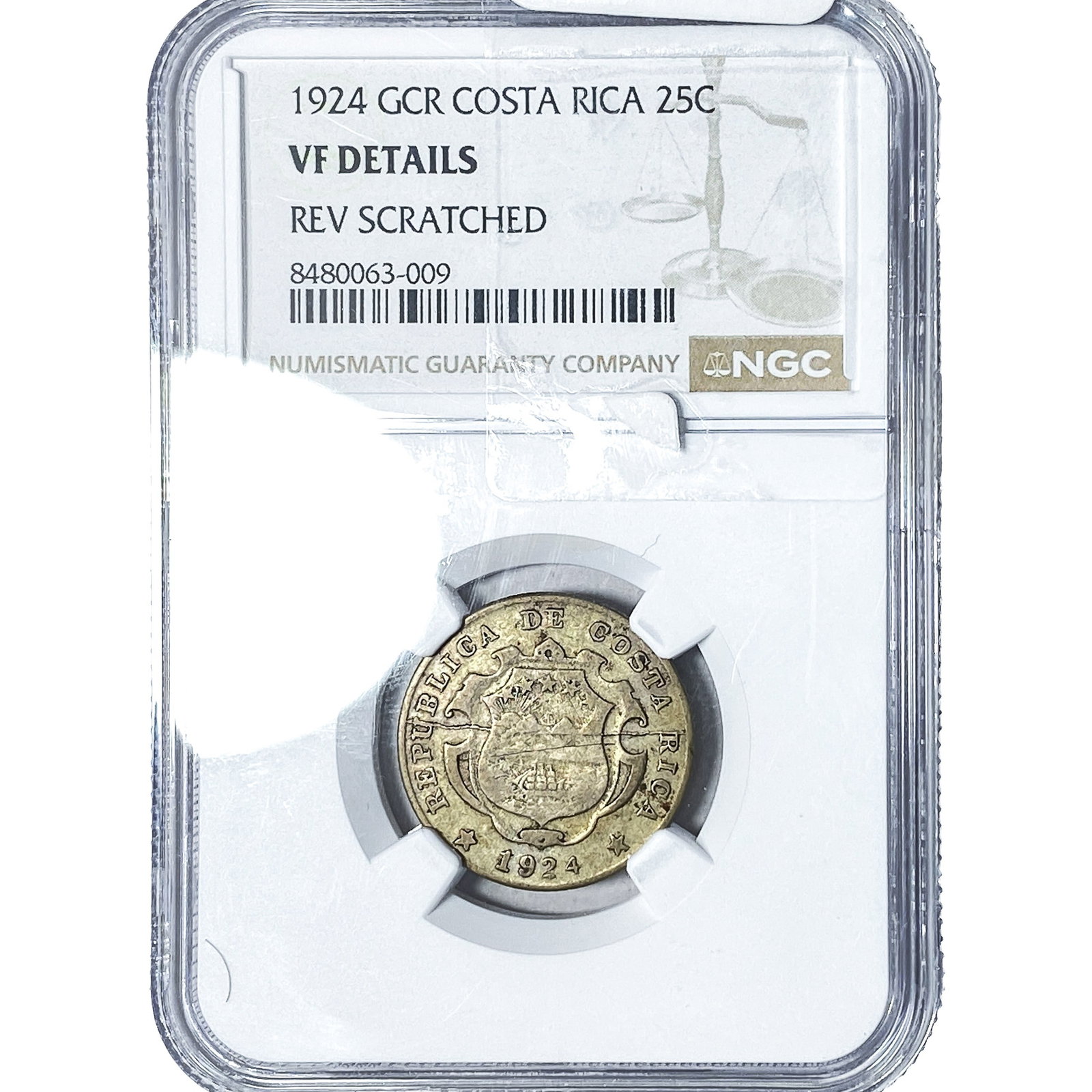 1924 Costa Rica Silver 25 Centavos NGC VF Details (1 of 2)