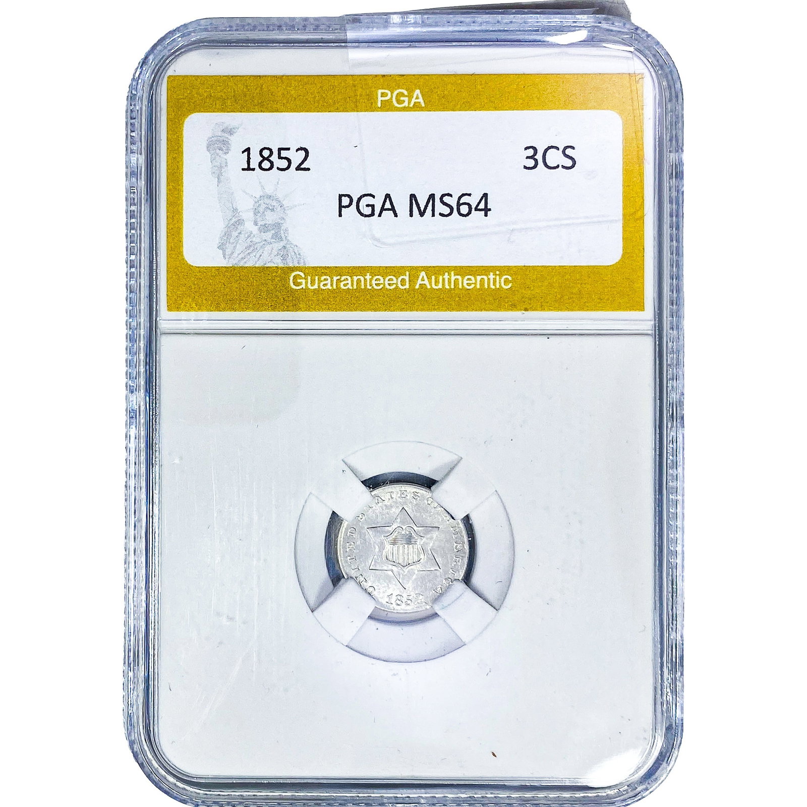 1852 Silver Three Cent PGA MS64: 1852 Silver Three Cent PGA MS64