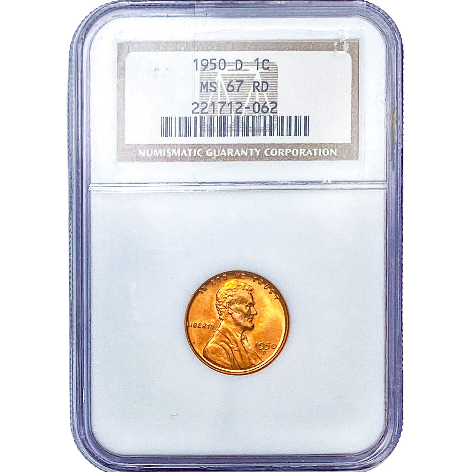 1950 Wheat Cent NGC MS67 RD: 1950 Wheat Cent NGC MS67 RD