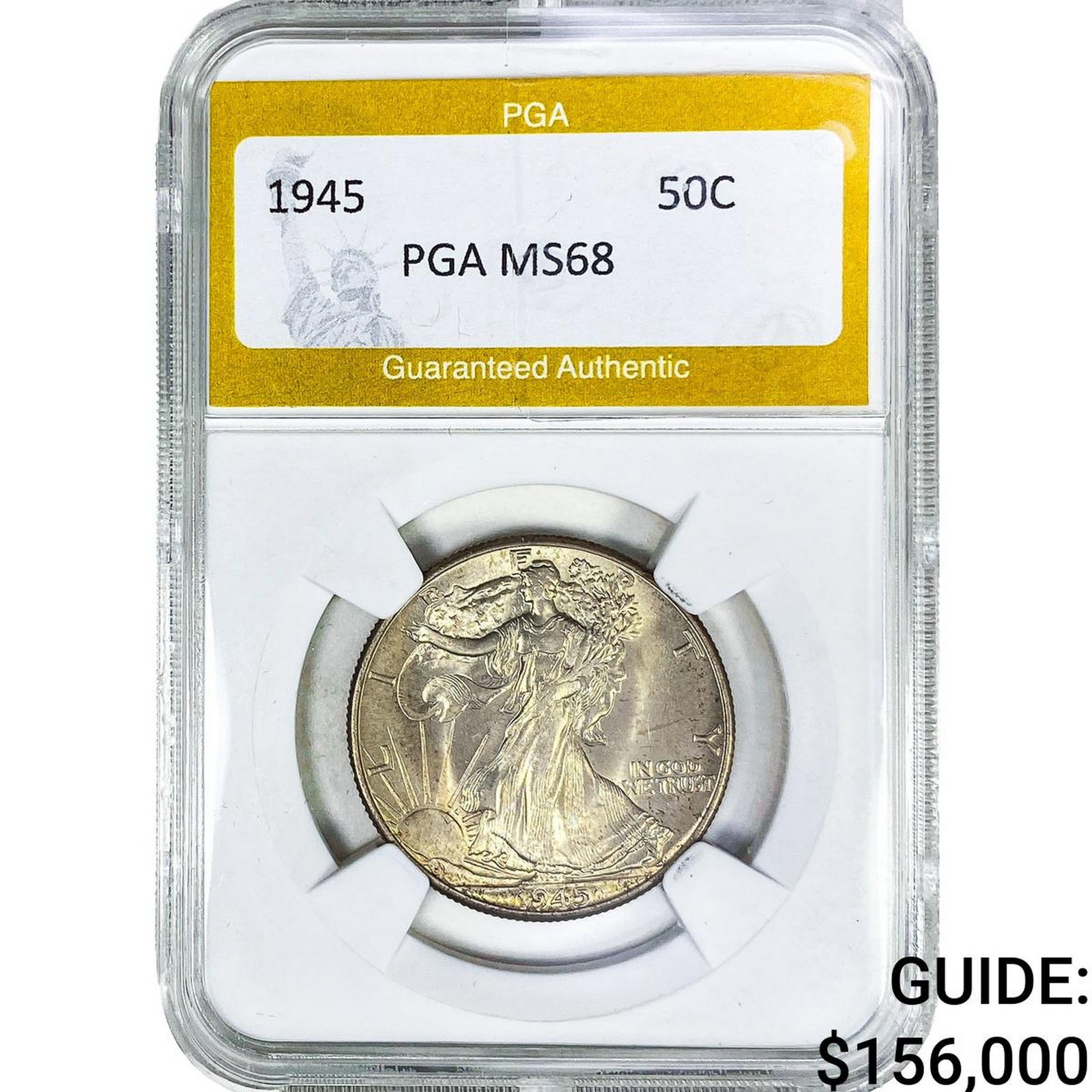 1945 Walking Liberty Half Dollar PGA MS68: 1945 Walking Liberty Half Dollar PGA MS68