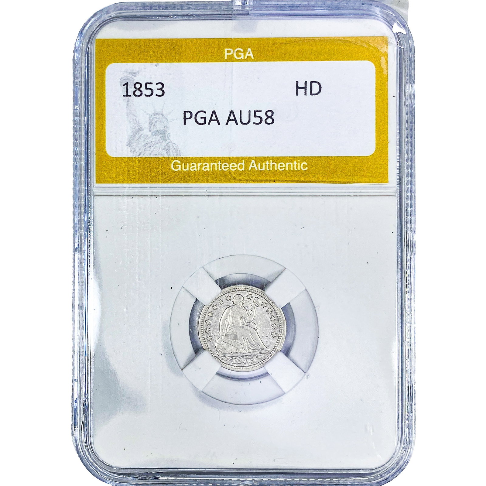 1853 Seated Liberty Half Dime PGA AU58 (1 of 2)
