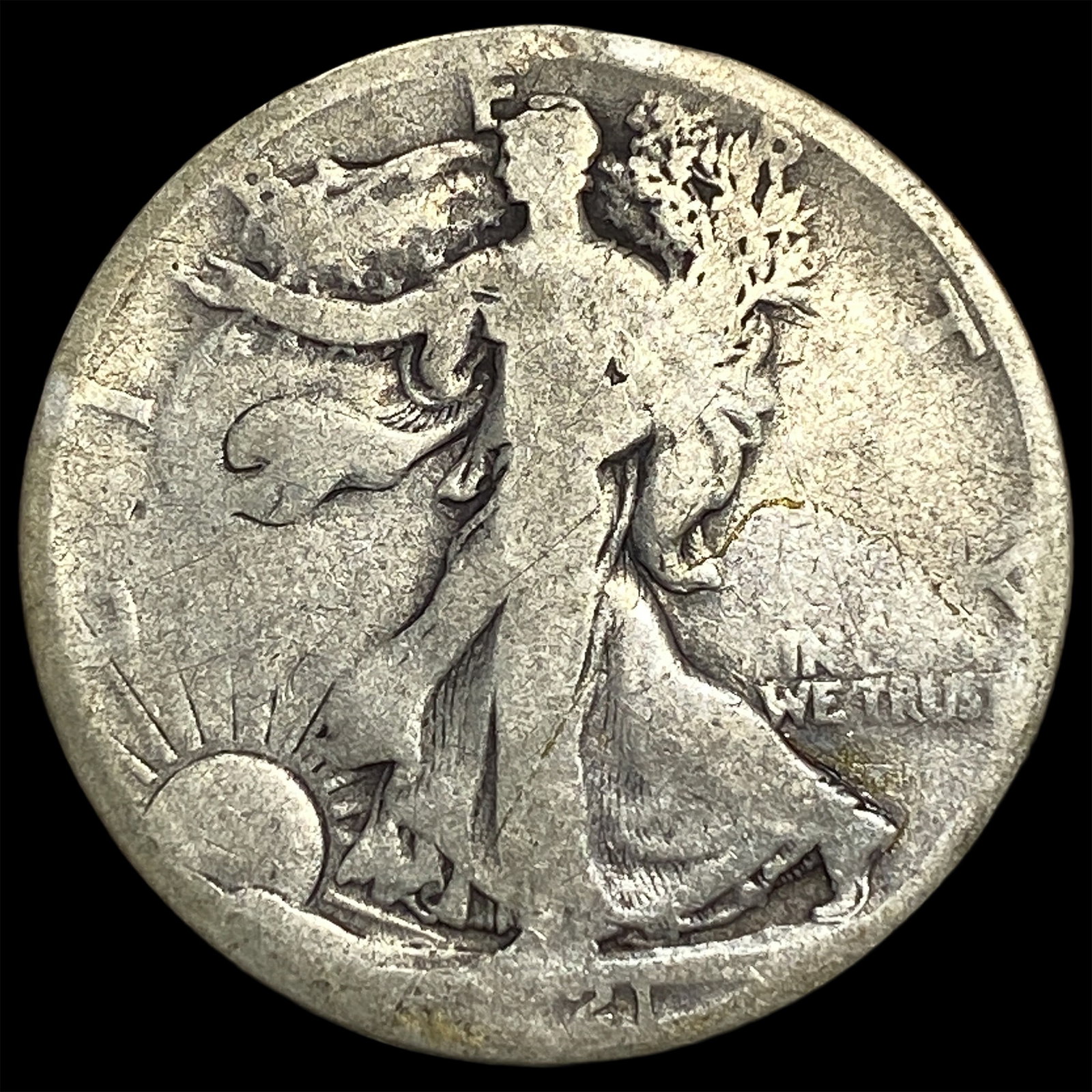 1921-S Silver Walking Liberty Half Dollar NICELY CIRCULATED: 1921-S Silver Walking Liberty Half Dollar NICELY CIRCULATED