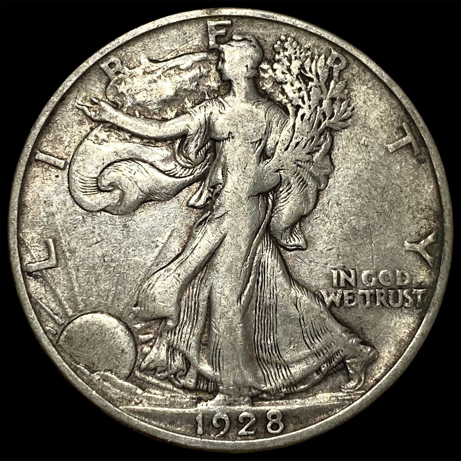 1928-S Silver Walking Liberty Half Dollar CLOSELY UNCIRCULATED: 1928-S Silver Walking Liberty Half Dollar CLOSELY UNCIRCULATED