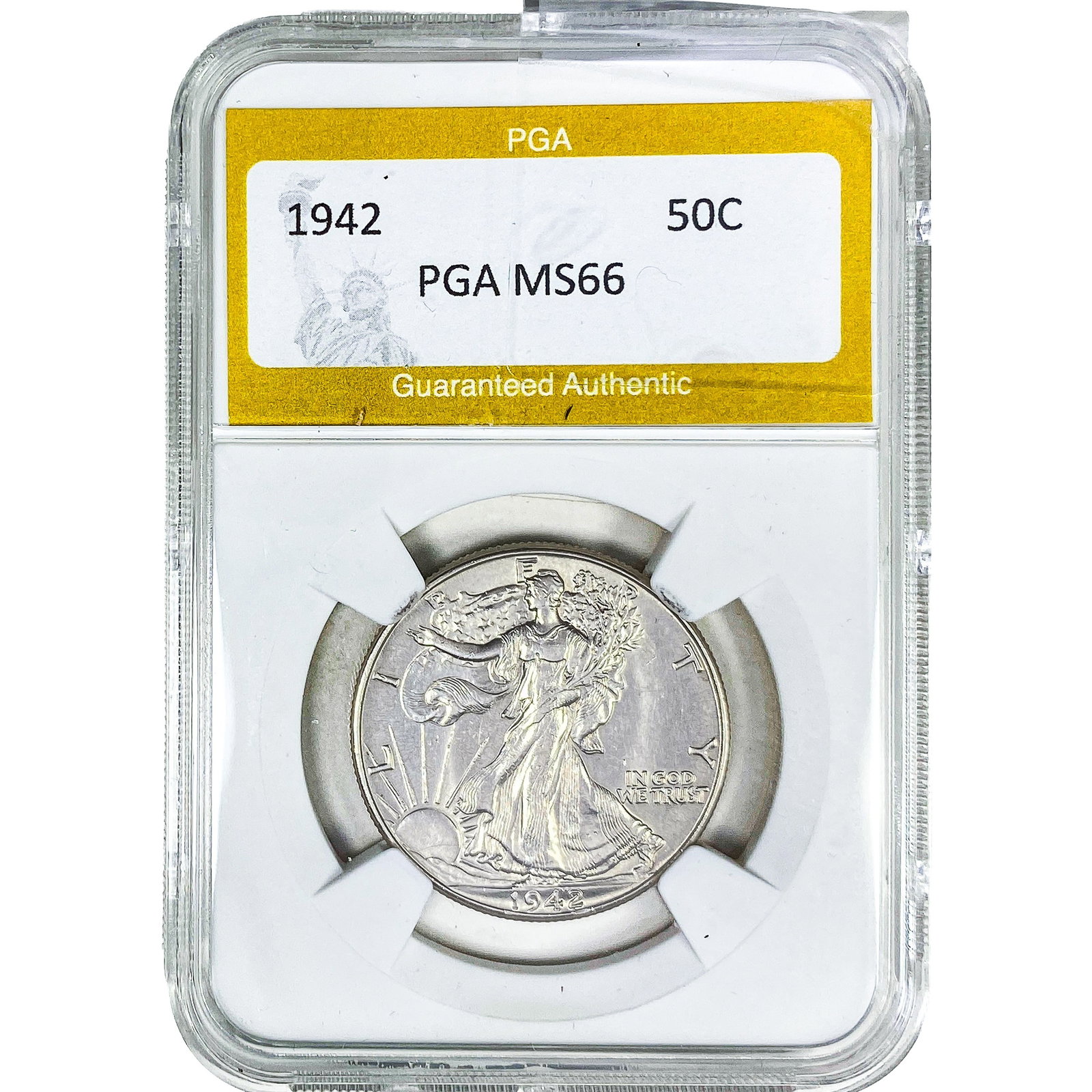 1942 Walking Liberty Half Dollar PGA MS66: 1942 Walking Liberty Half Dollar PGA MS66