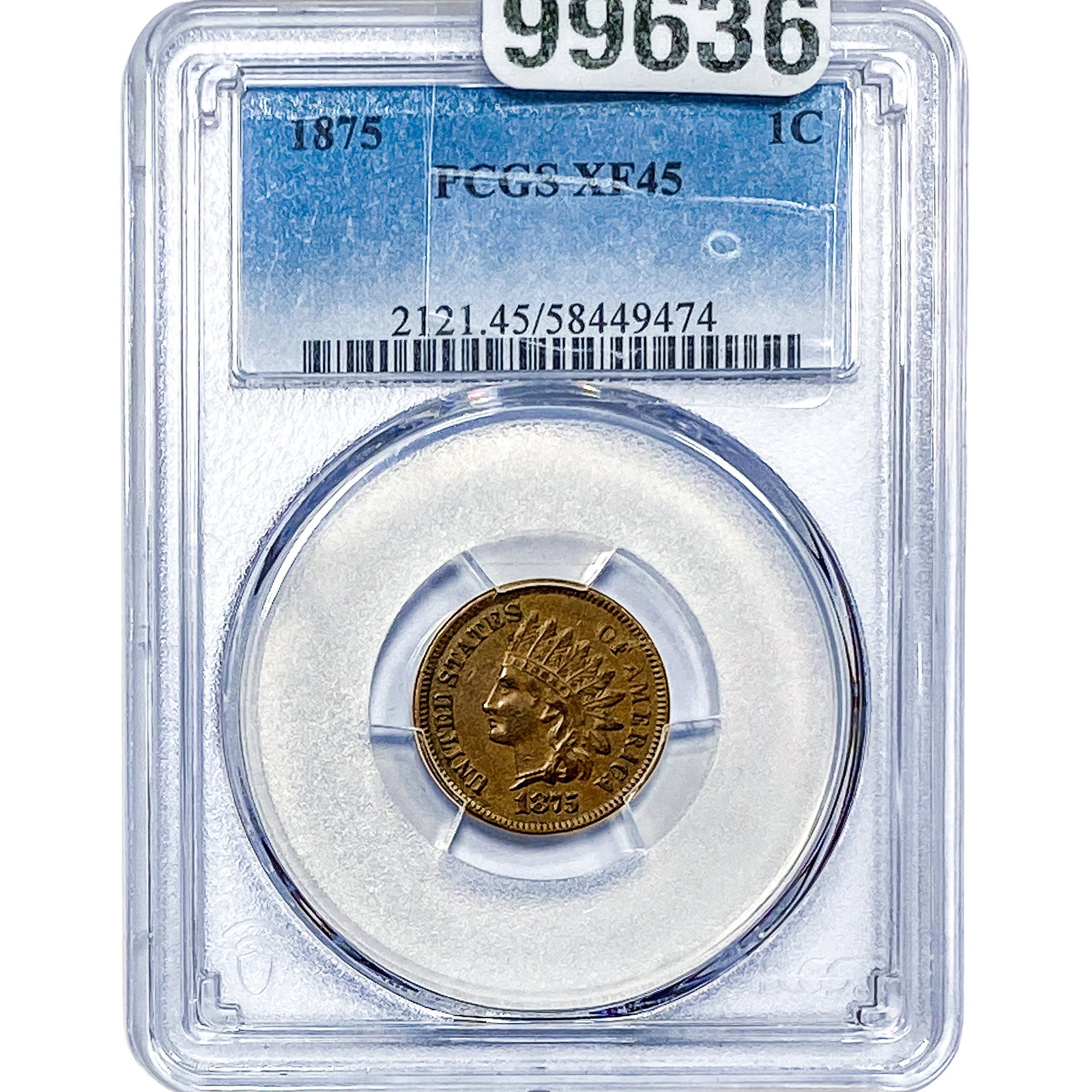 1875 Indian Head Cent PCGS XF45: 1875 Indian Head Cent PCGS XF45