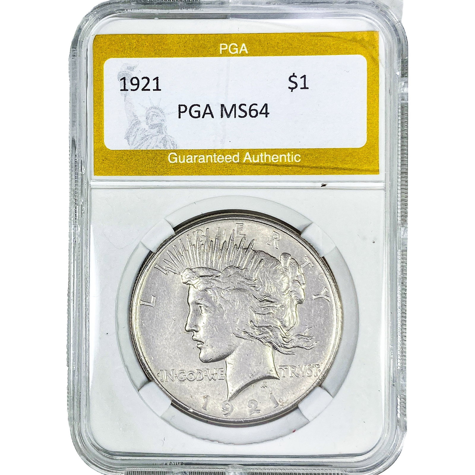 1921 Silver Peace Dollar PGA MS64: 1921 Silver Peace Dollar PGA MS64